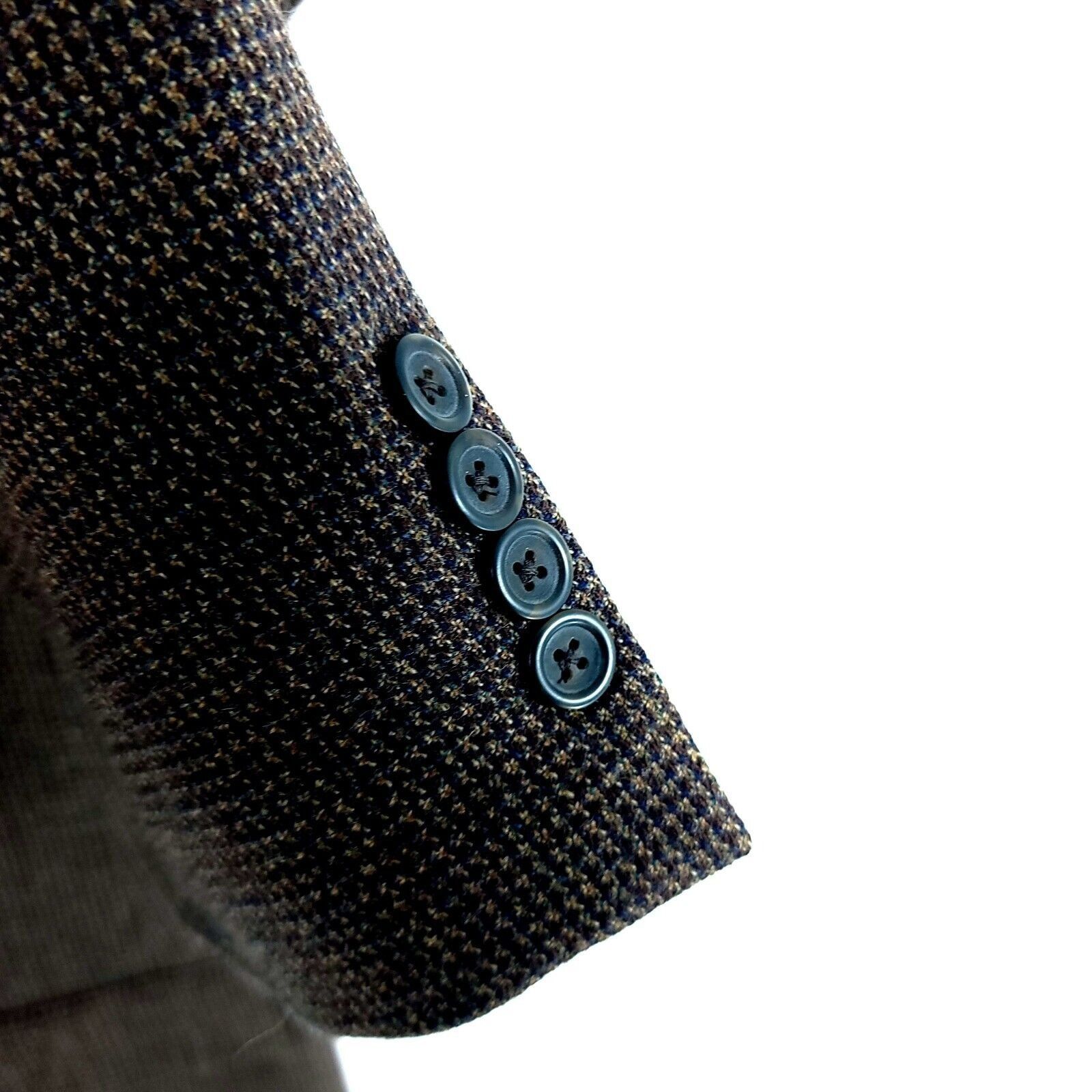 Pronto Uomo Pronto Uomo Tweed Wool 2 Button Sport Coat 44R Brown Blue Ta Size 44R - 3 Thumbnail
