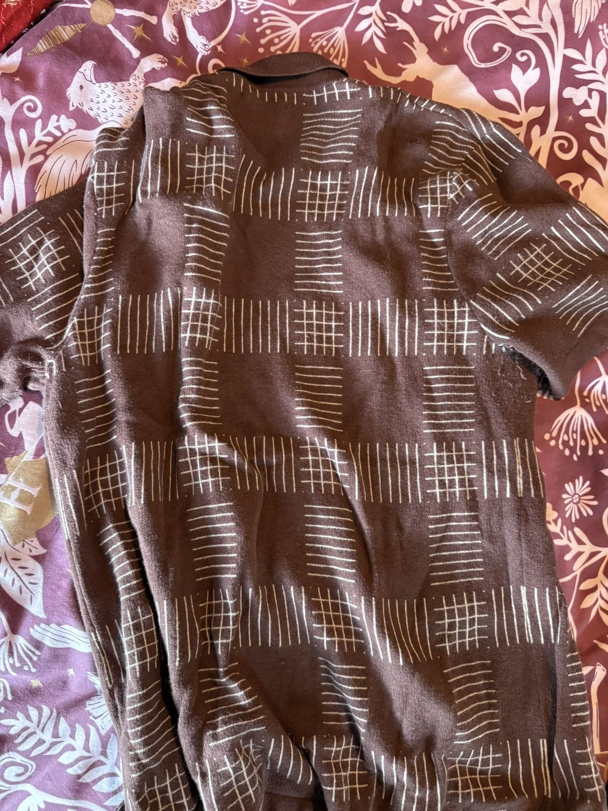 Abercrombie & Fitch Men’s Abercrombie and Fitch brown & white striped knit Polo Size US M / EU 48-50 / 2 - 2 Thumbnail