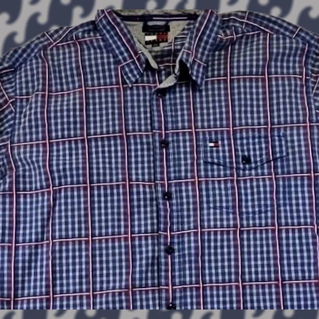 Tommy Hilfiger Tommy Jeans Shirt Mens XXL Blue Red Plaid Button-Down Classic Flag Logo Shirt Size US XXL / EU 58 / 5 - 1 Thumbnail