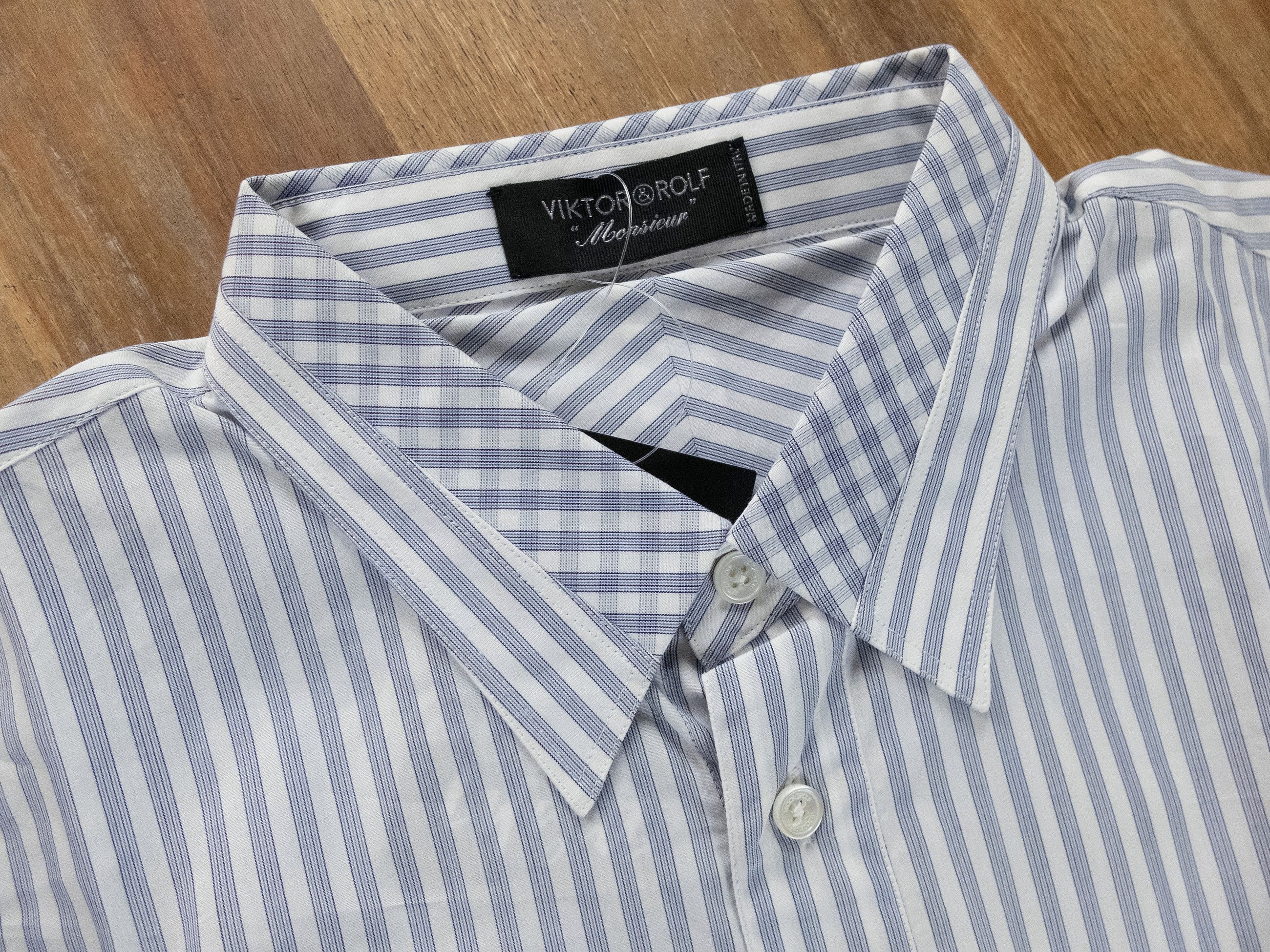 Viktor & Rolf VIKTOR & ROLF Monsieur slim fit white blue striped shirt Size US L / EU 52-54 / 3 - 4 Thumbnail