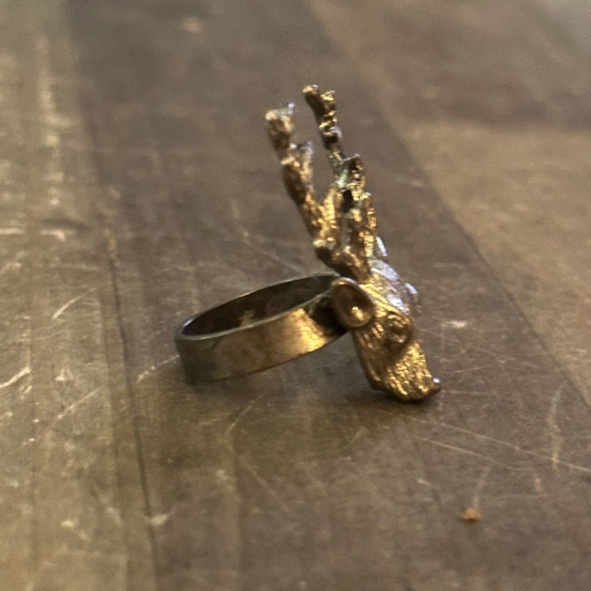 Vintage Vintage bronze tone deer head ring Size ONE SIZE - 5 Thumbnail