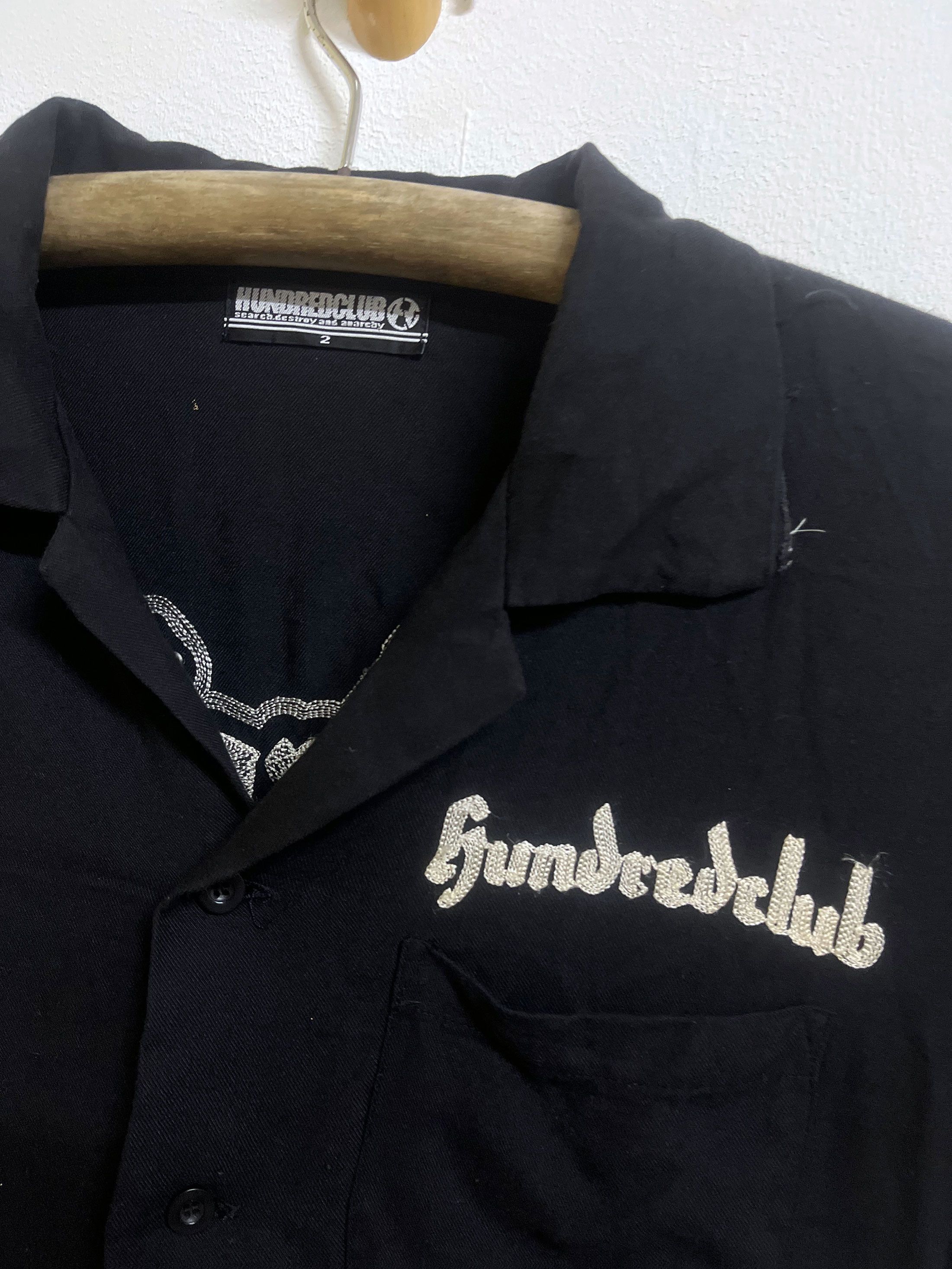 Individual Sentiments Hundred Club Skull Embdoidery Open Collared Short Sleeve Size US M / EU 48-50 / 2 - 2 Thumbnail
