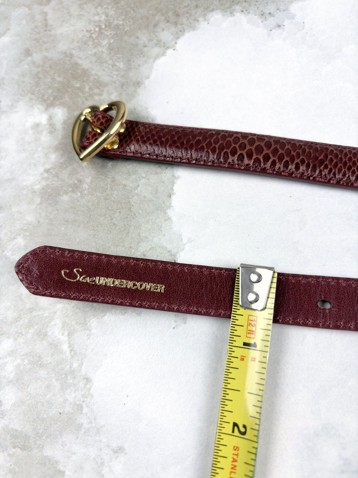 Undercover Undercover Snakeskin Gold Heart Buckle Leather Belt Red Size ONE SIZE - 5 Thumbnail