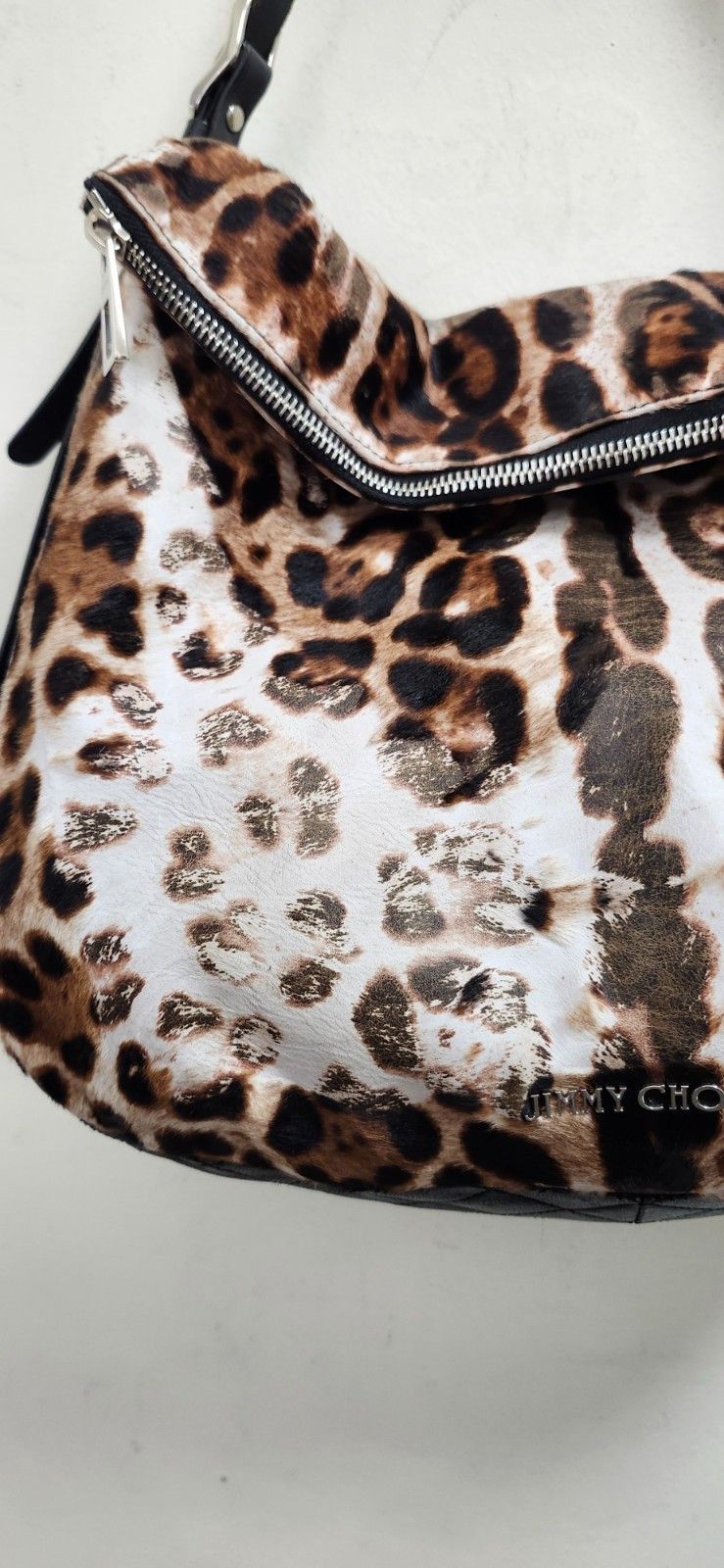 Jimmy Choo Jimmy Choo Animal Print Hobo Bag Fur & Leather Designer Size ONE SIZE - 4 Thumbnail
