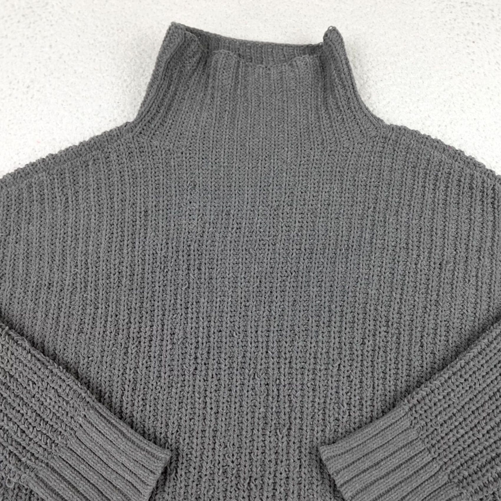 Vintage Aerie Sweater Womens Medium Gray Chunky Knit High Neck Oversized Relaxed Size M / US 6-8 / IT 42-44 - 4 Thumbnail