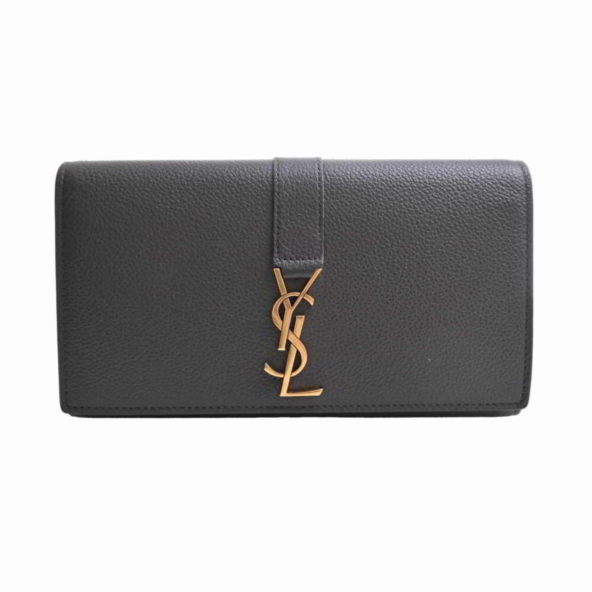 Saint Laurent Paris Saint Laurent leather folio long wallet gray ladies