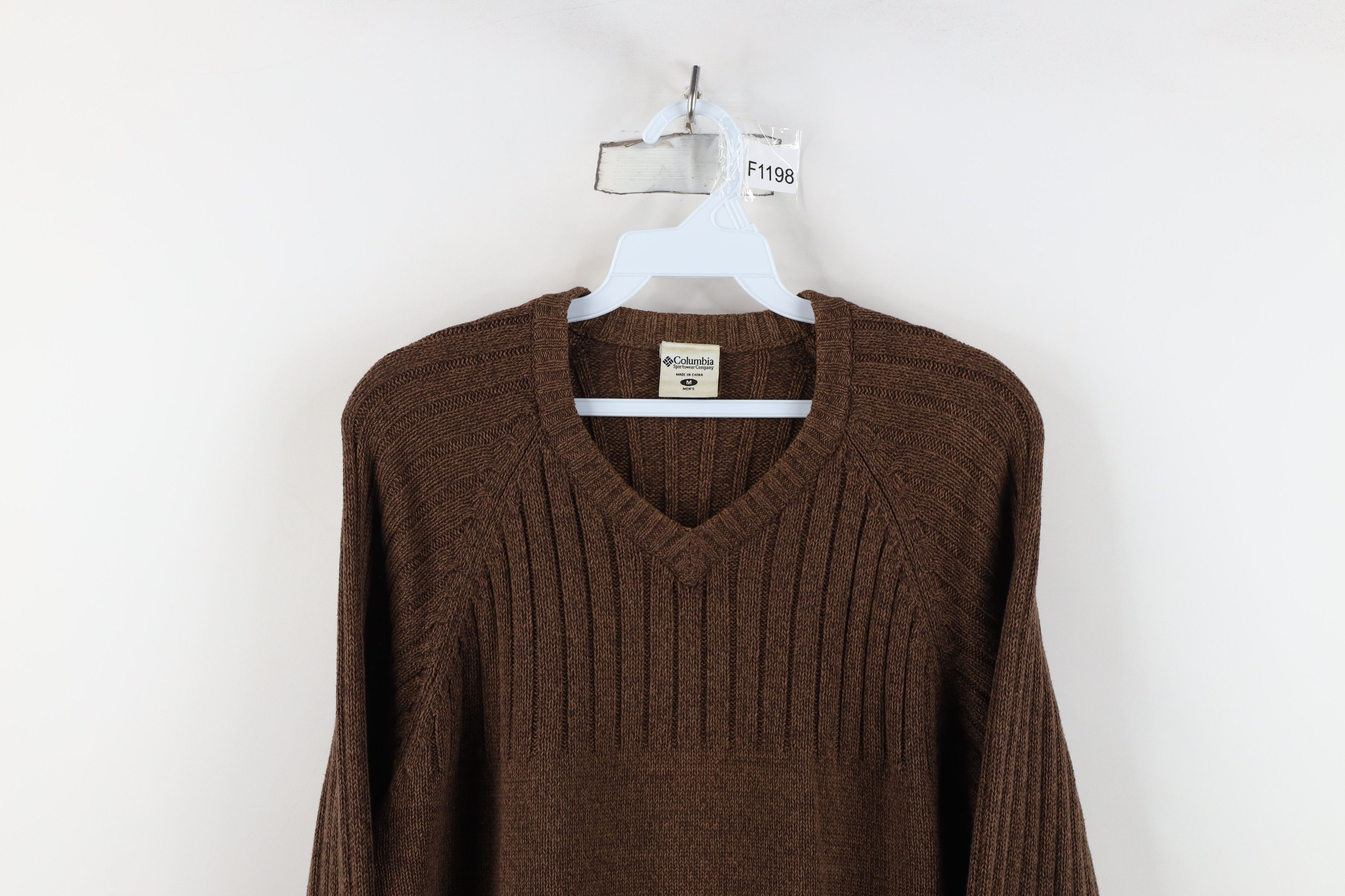 Columbia Vintage Columbia Ribbed Knit V-Neck Sweater Heather Brown Size US M / EU 48-50 / 2 - 2 Thumbnail