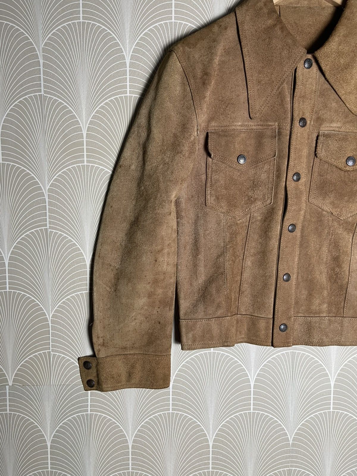Genuine Leather × Homemade × Vintage 70s SUEDE RAWHIDE LEATHER BIKER JACKET Size US S / EU 44-46 / 1 - 3 Thumbnail