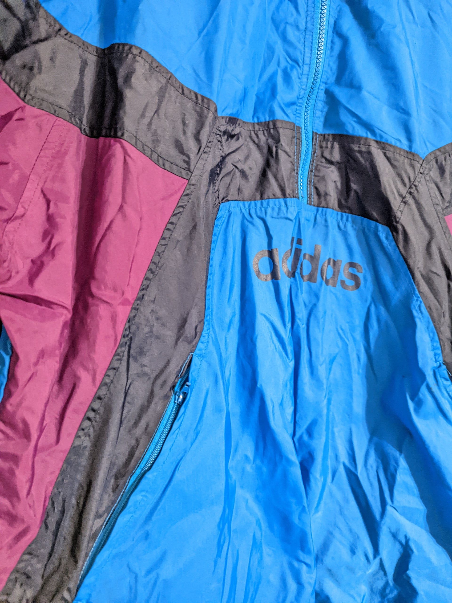Adidas Vintage Adidas Trefoil Windbreaker 1990s Blue/Purple Taiwan Size US L / EU 52-54 / 3 - 9 Thumbnail