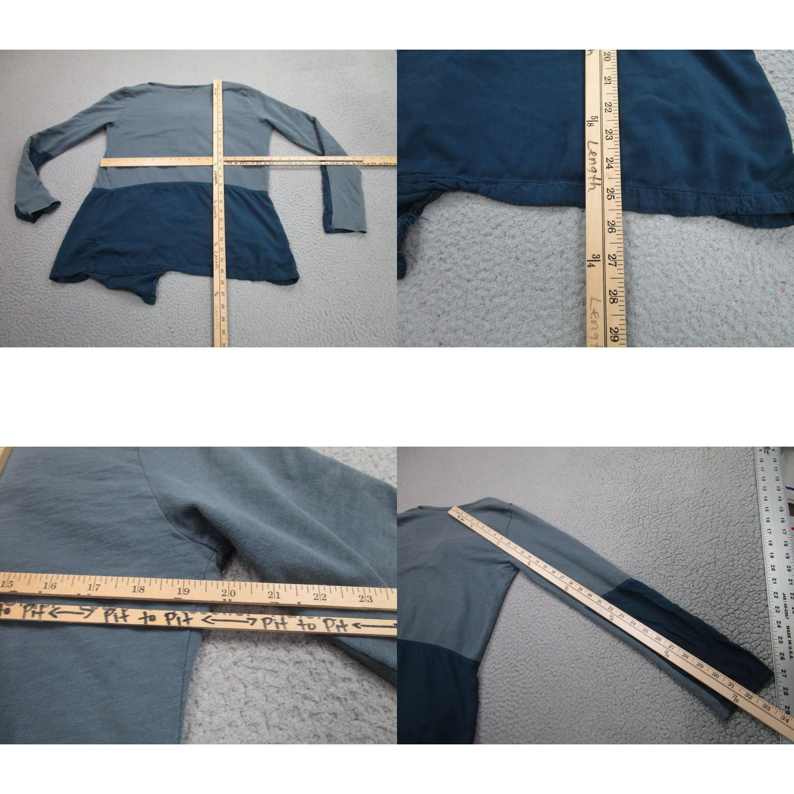 Velvet Velvet by Graham & Spencer Blouse Womens M Blue Colorblock Tunic Long Sleeve USA Size M / US 6-8 / IT 42-44 - 8 Thumbnail
