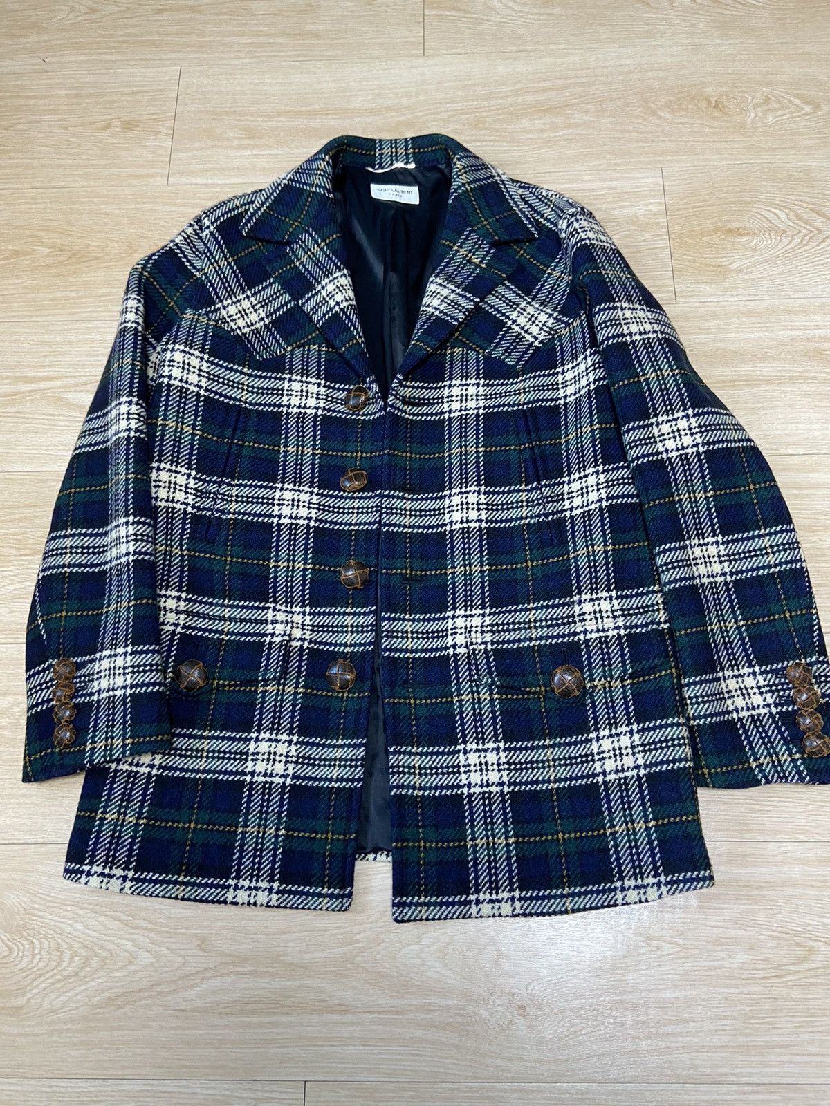 Saint Laurent Paris 44 Saint Laurent blue flannel western york wool coat jacket Size US S / EU 44-46 / 1 - 1 Thumbnail