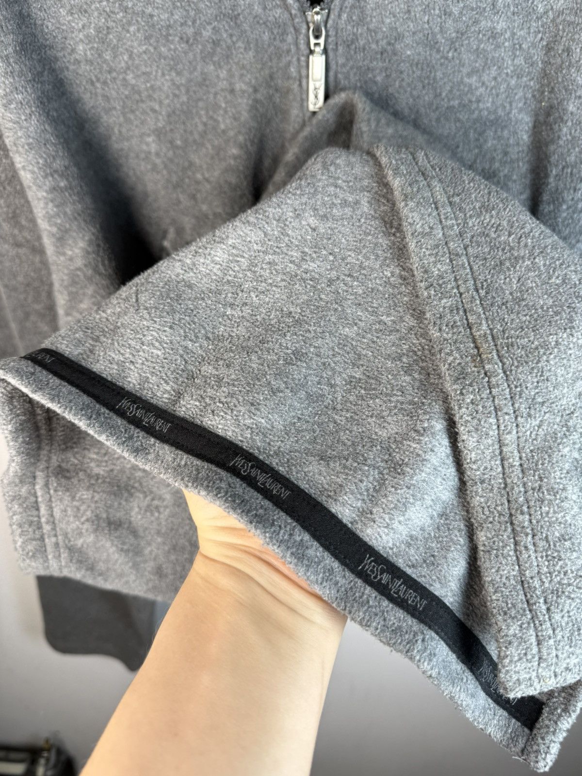 Yves Saint Laurent Fleece YSL Sweatshirt Quarter Zip Big Logo Vintage Sweater Size US L / EU 52-54 / 3 - 22 Thumbnail