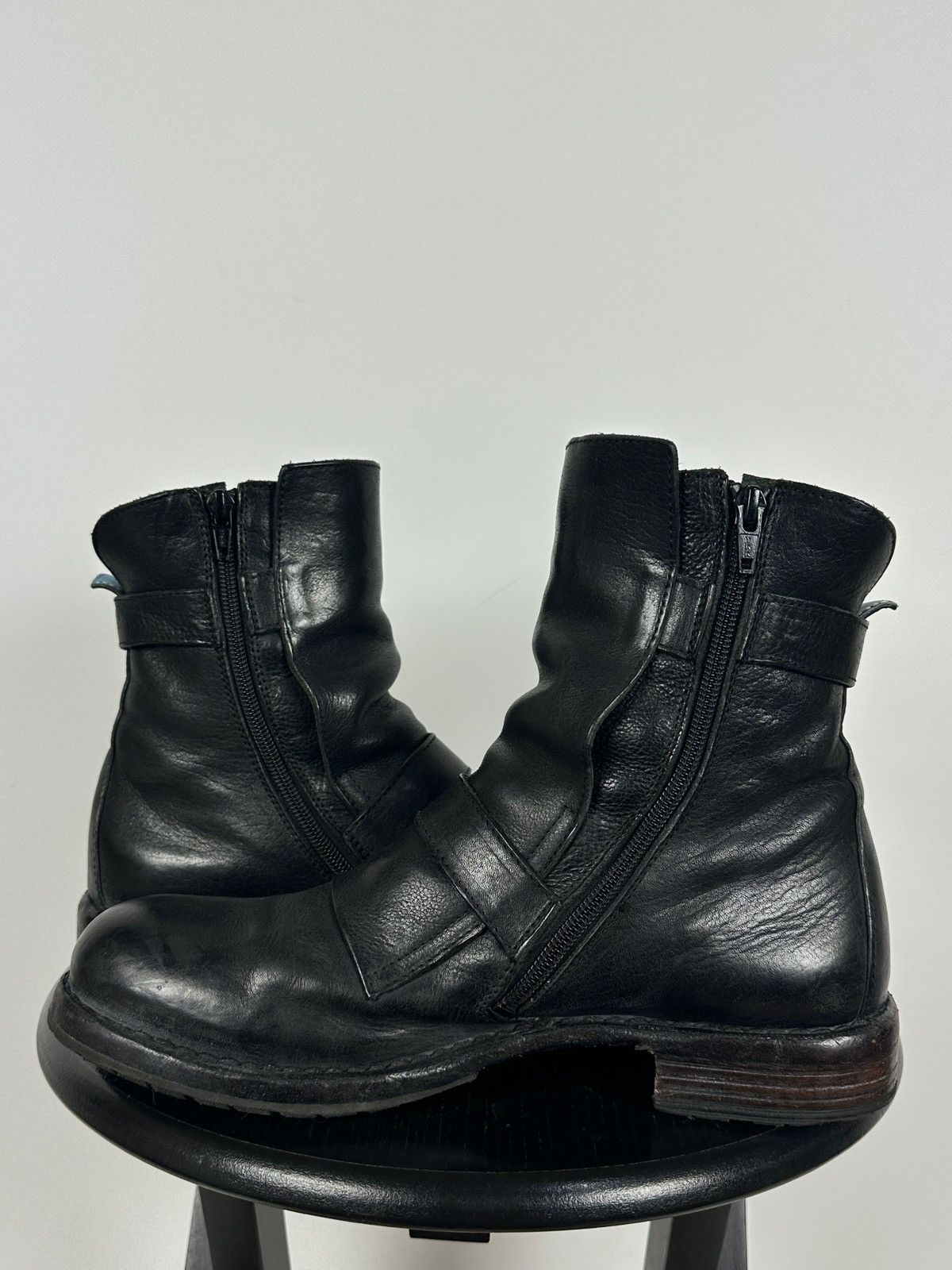 MoMA MoMA Black Leather Buckle Ankle Biker Boots Size US 10 / IT 40 - 9 Thumbnail