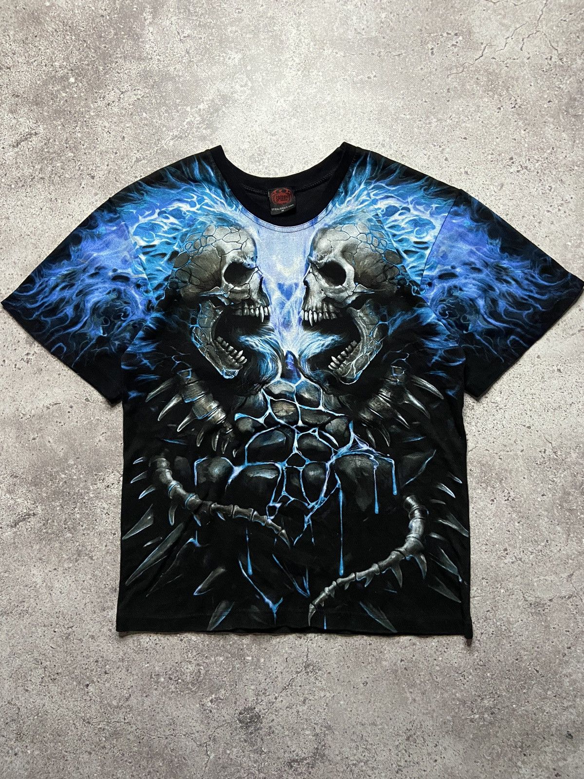 Japanese Brand VINTAGE SPIRAL FIRE SKULL TRIBAL ALL OVER PRINT TEE Y2K Size US M / EU 48-50 / 2 - 1 Thumbnail