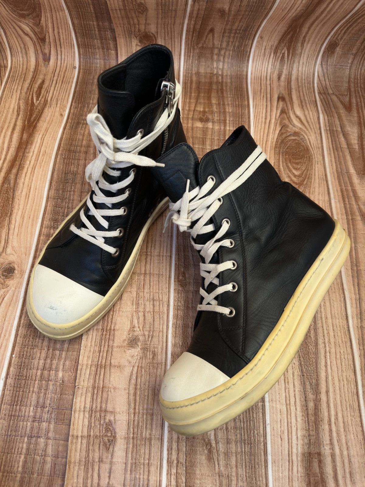 Rick Owens W16 Mainline Rick Owens Black Milk Hightop Sneaks Size US 8 / EU 41 - 10 Thumbnail