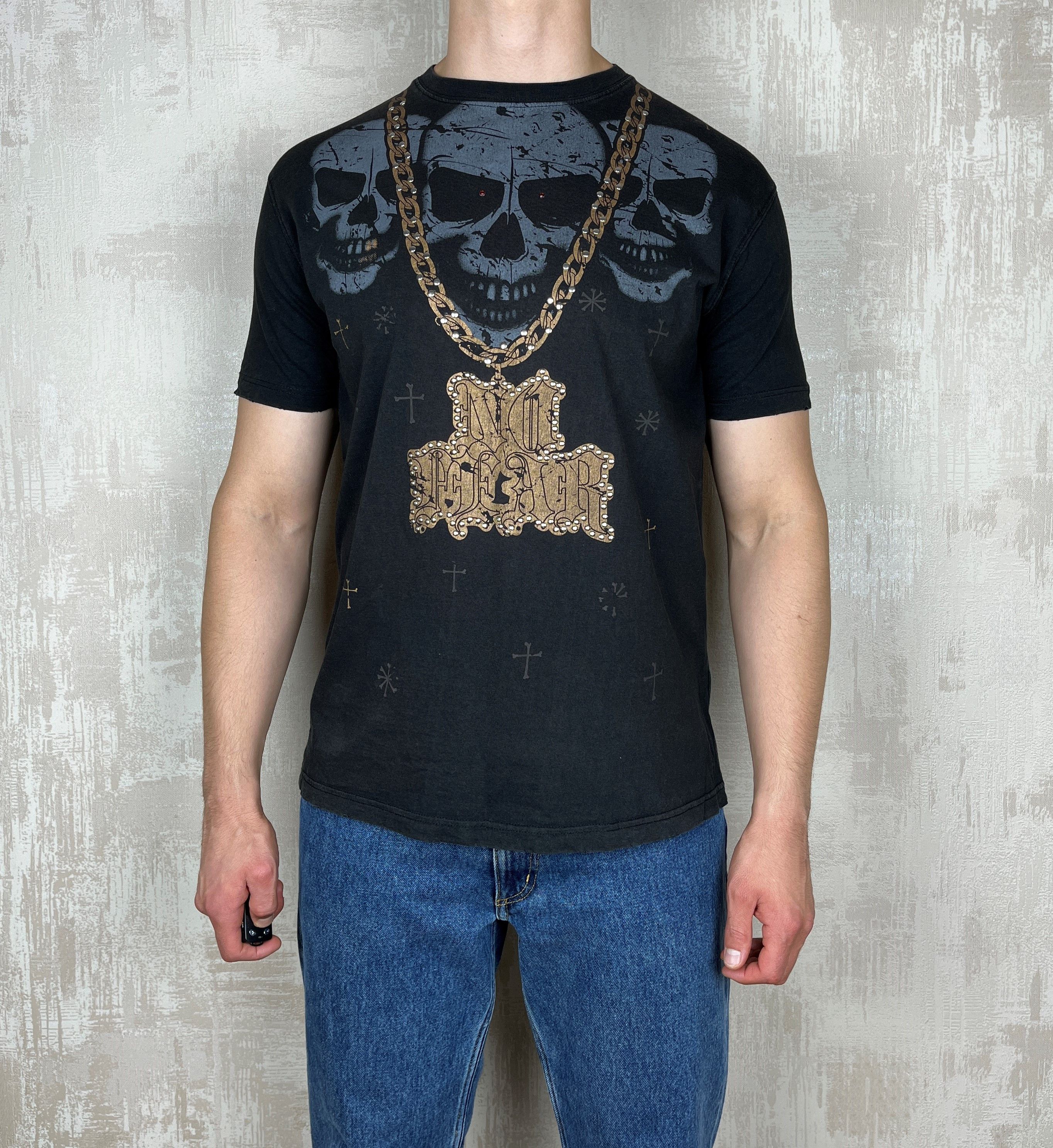 No Fear Vintage No Fear Prestige Apparel Skulls Distressed T-shirt Size US M / EU 48-50 / 2 - 1 Thumbnail