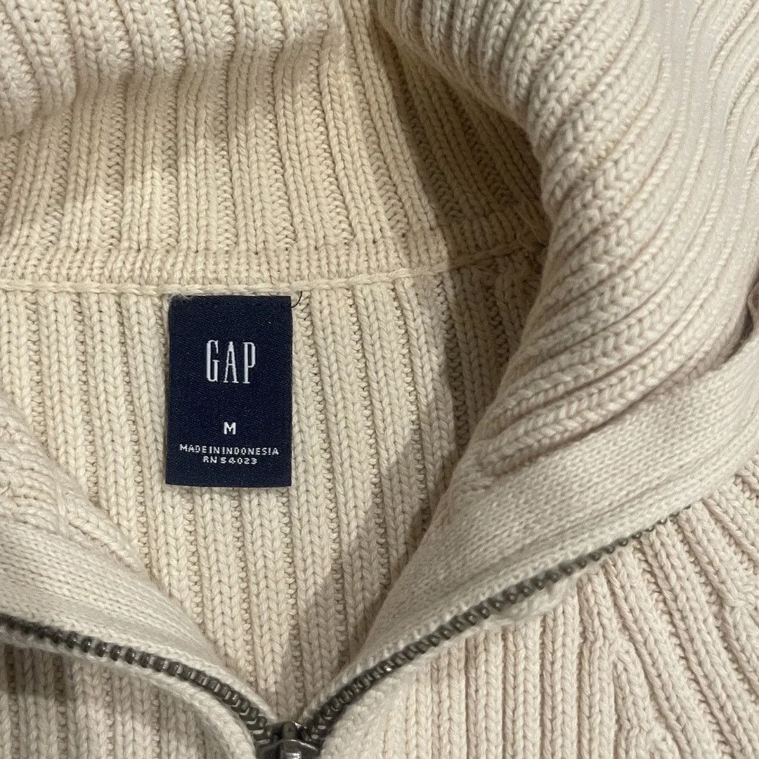 Gap Chunky Ribbed Knit Wide Collar Zipper Cardigan Sweater Y2K Size M / US 6-8 / IT 42-44 - 4 Thumbnail