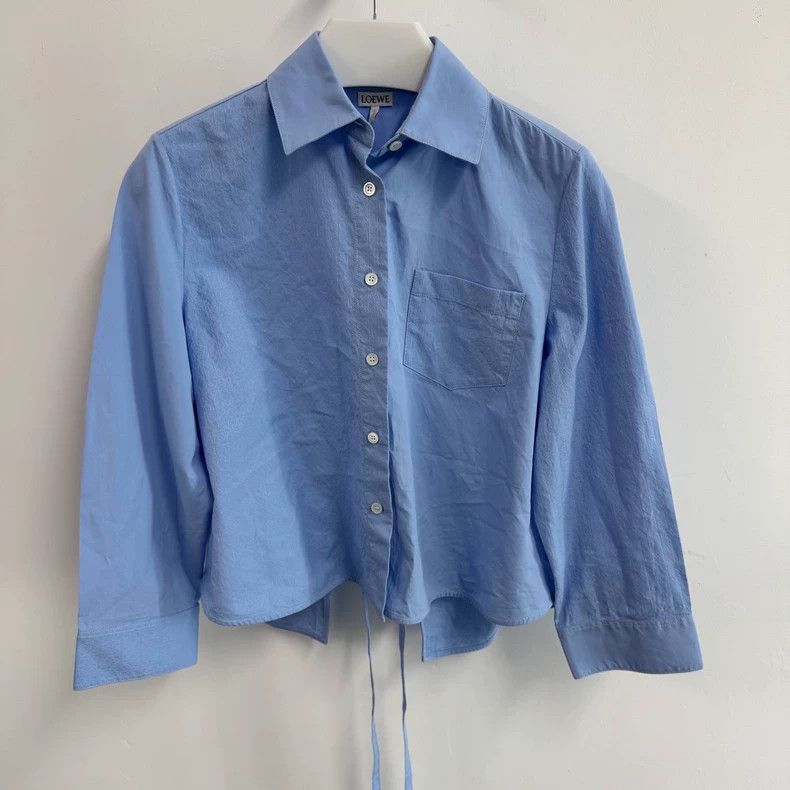 Loewe LOEWE Logo embroidered lace-up long sleeve shirt Size 4XL / US 24-26 - 1 Thumbnail