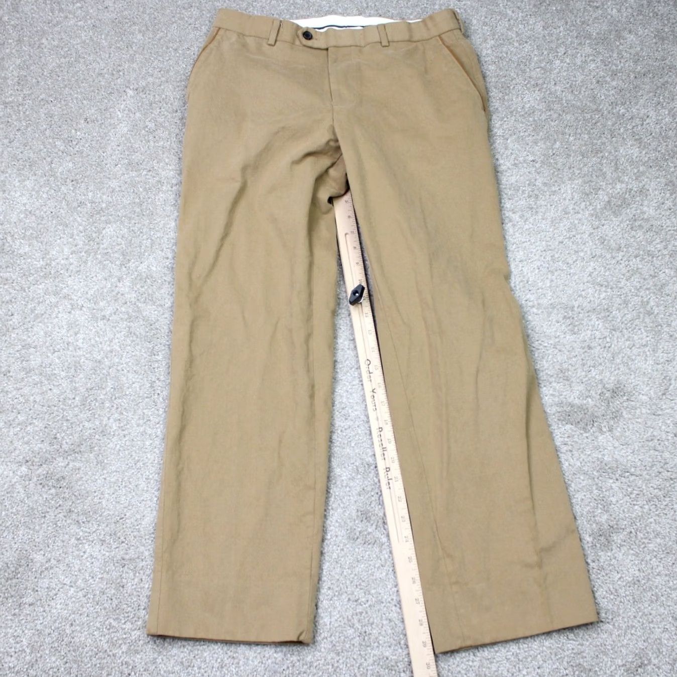 Brooks Brothers Brooks Brothers 1818 Chino Pants Mens 38x30 Beige Regular Straight Front Flat Front Knit 100% Cotton Slit Pocket Zipper Button Vintage No Size US 38 / EU 54 - 3 Thumbnail