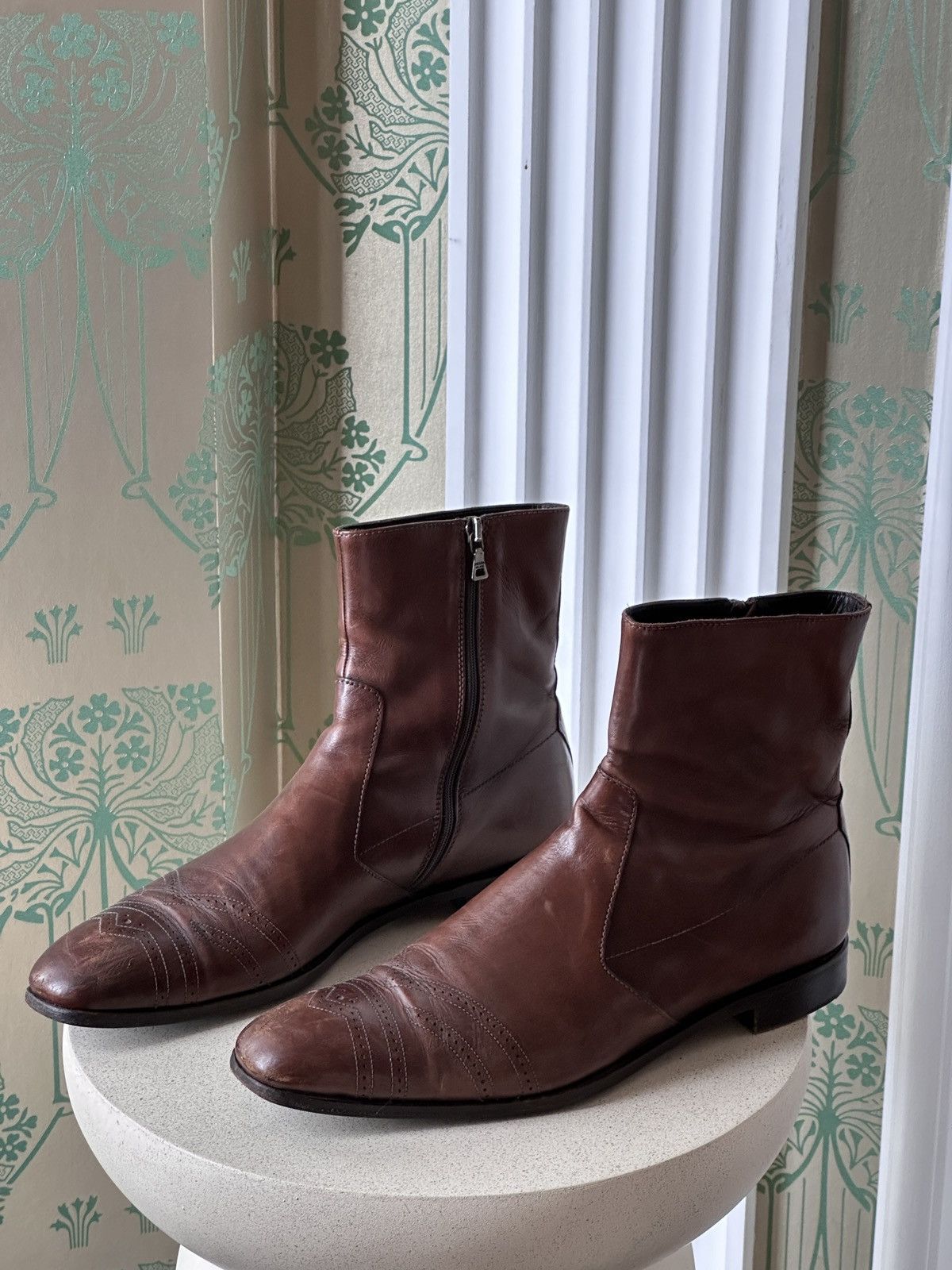 Prada PRADA Zip Brown Leather Perforation Boots Size: 8,5 / 42,5 Size US 8.5 / EU 41-42 - 8 Thumbnail