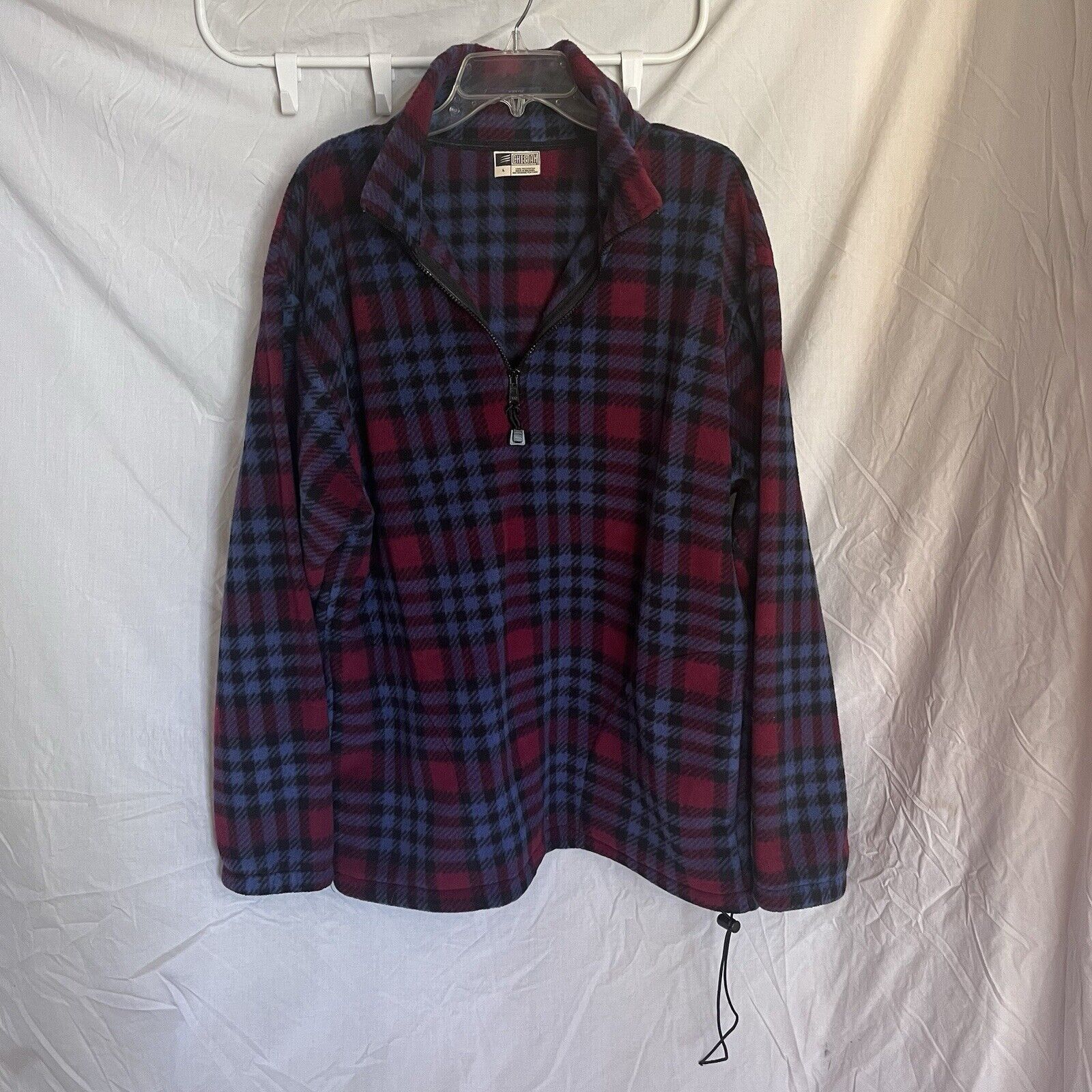 Other Cheetah Brand 1/4 Zip Oversized Plaid Fleece Pullover Size L / US 10 / IT 46 - 1 Thumbnail