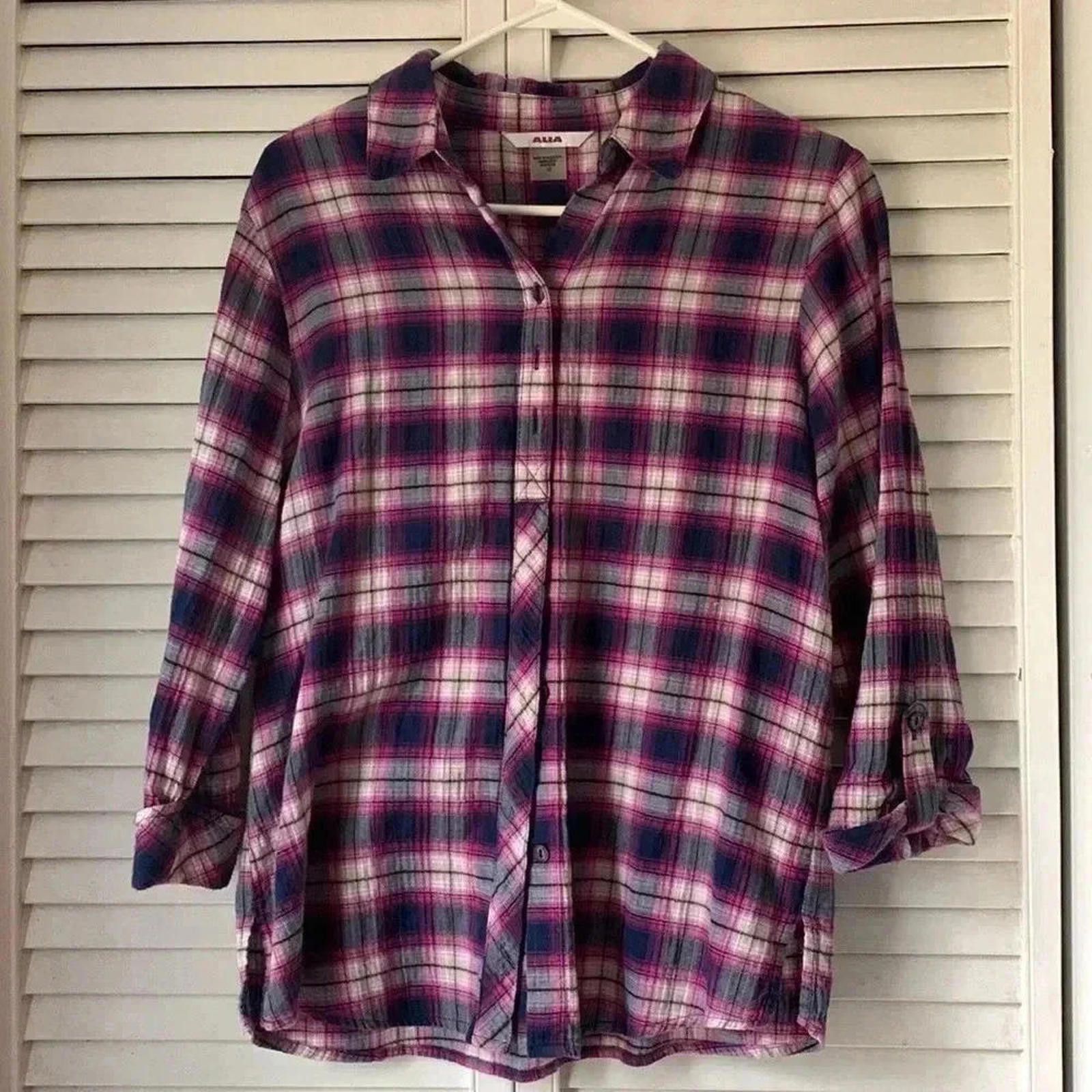 Designer MAPA Plaid Button-Up Shirt - Cozy Flannel Top Size L / US 10 / IT 46 - 3 Thumbnail