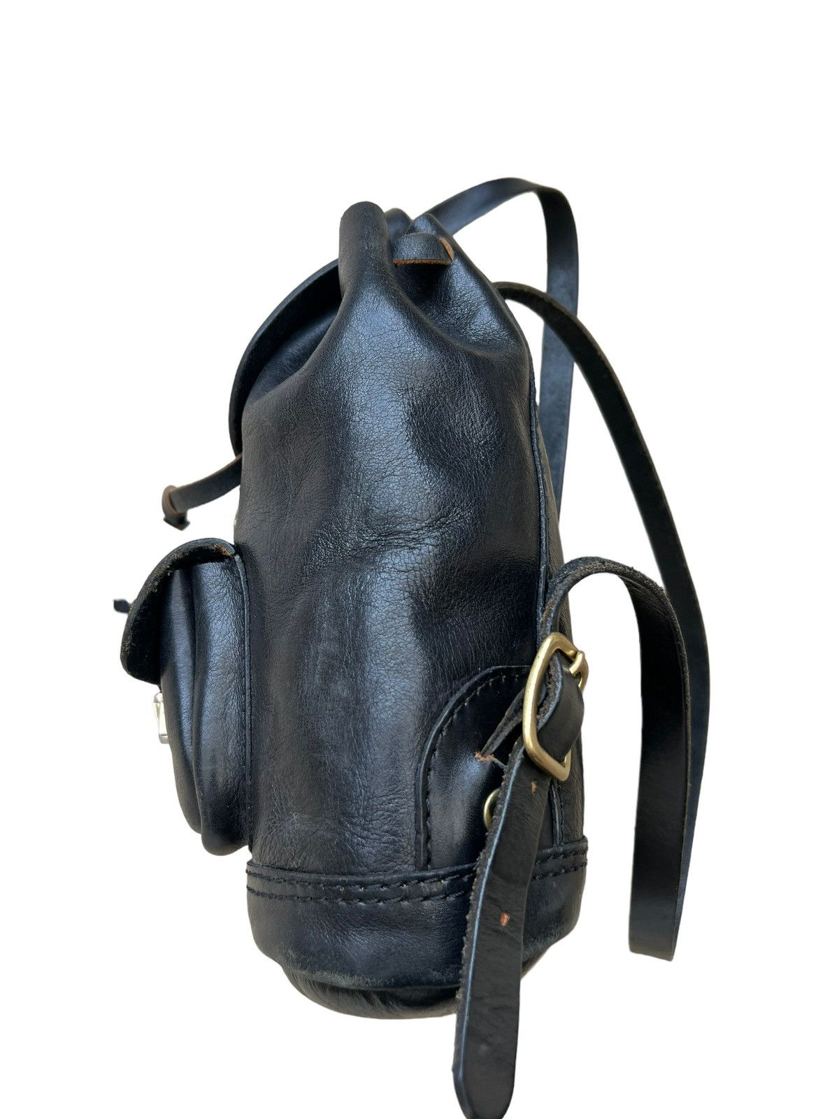 Leather Vintage HERZ Japan Patina Black Leather Mini Backpack Size ONE SIZE - 11 Thumbnail