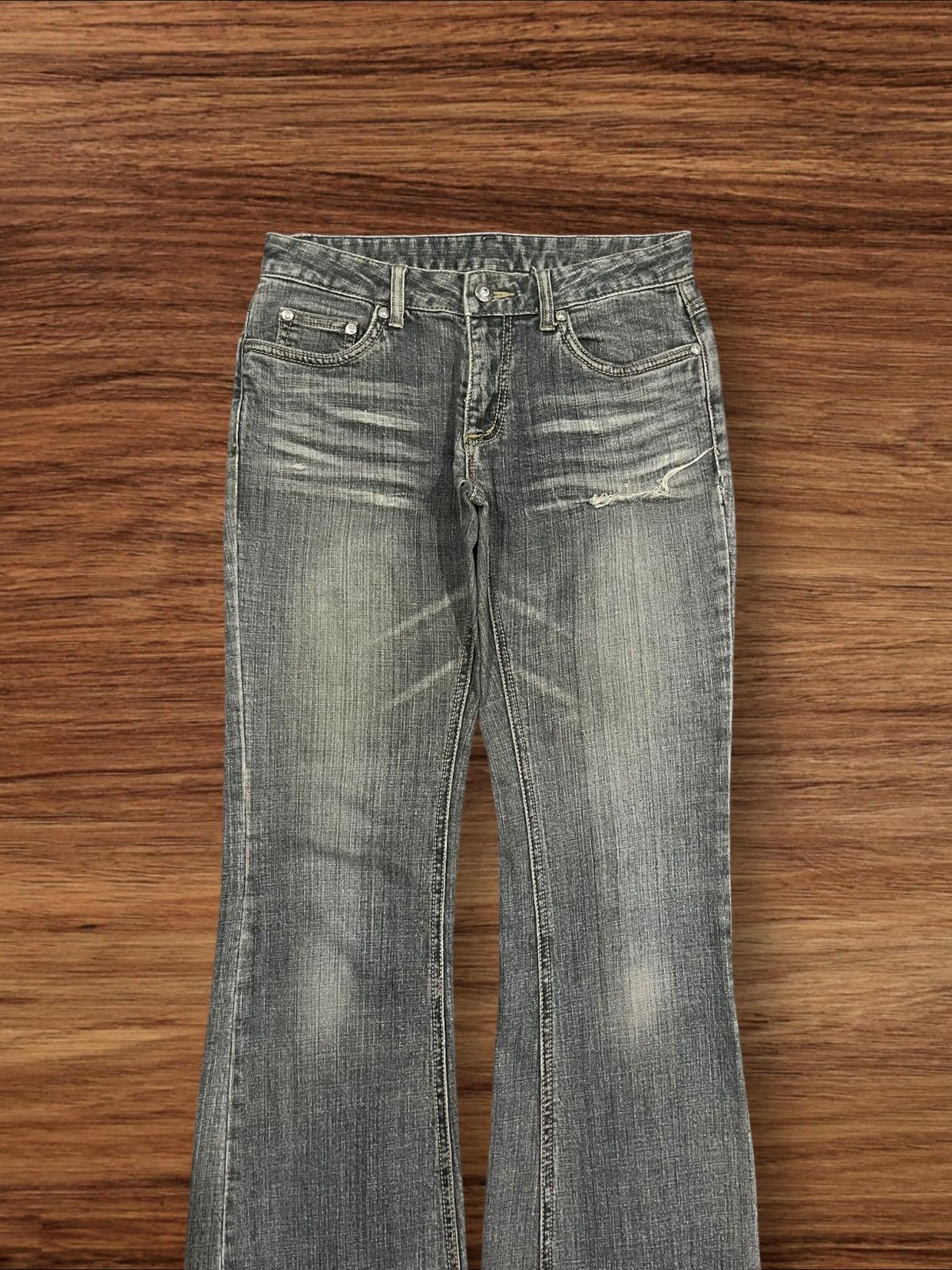 Japanese Brand × Le Grande Bleu (L.G.B.) Vintage Japanese Brand Grey Washed Distressed Flare Jeans Size 27" / US 4 / IT 40 - 3 Thumbnail