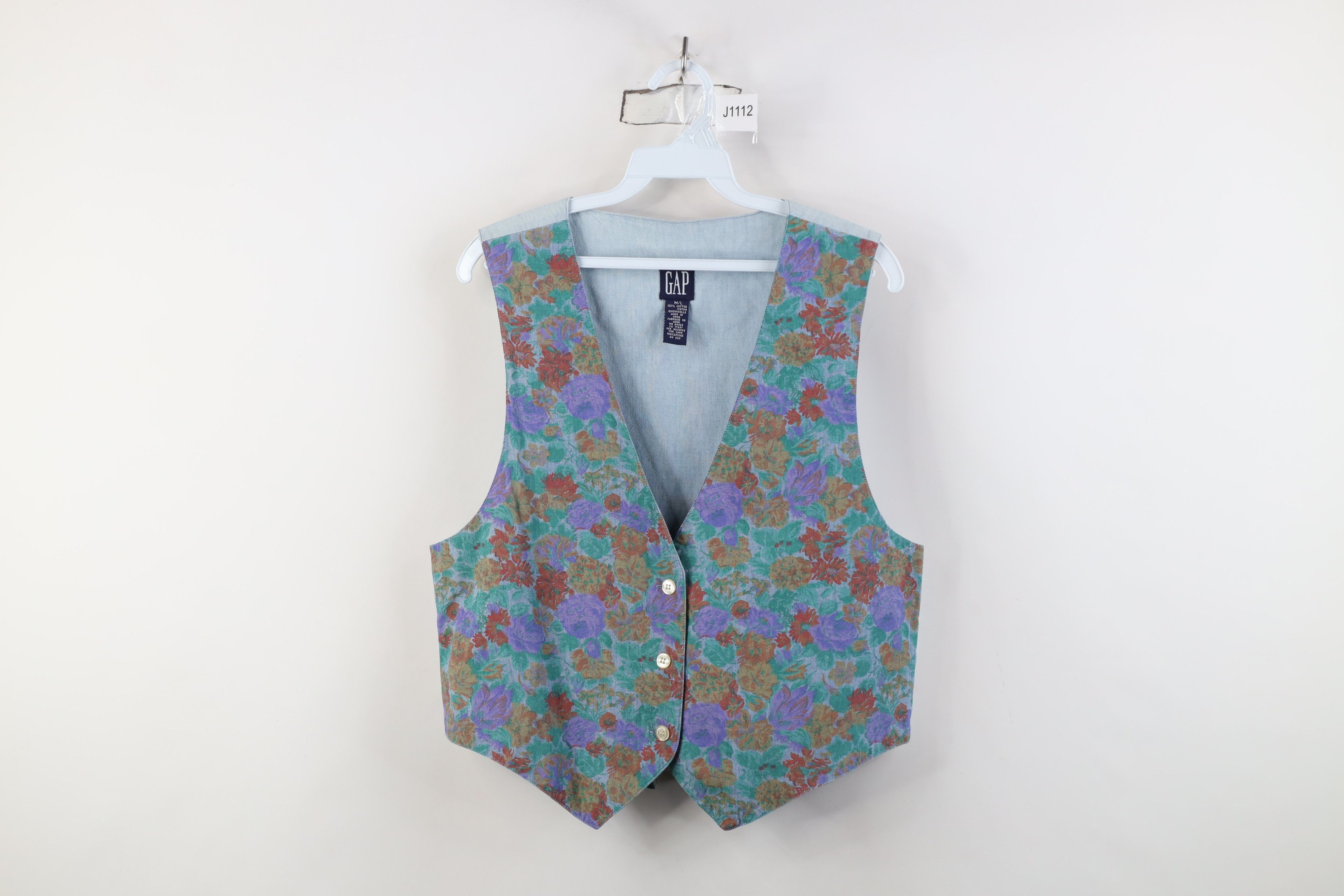 Gap Vintage 90s Gap Babydoll Flower Floral Tie Back Vest Jacket Size M / US 6-8 / IT 42-44 - 1 Thumbnail