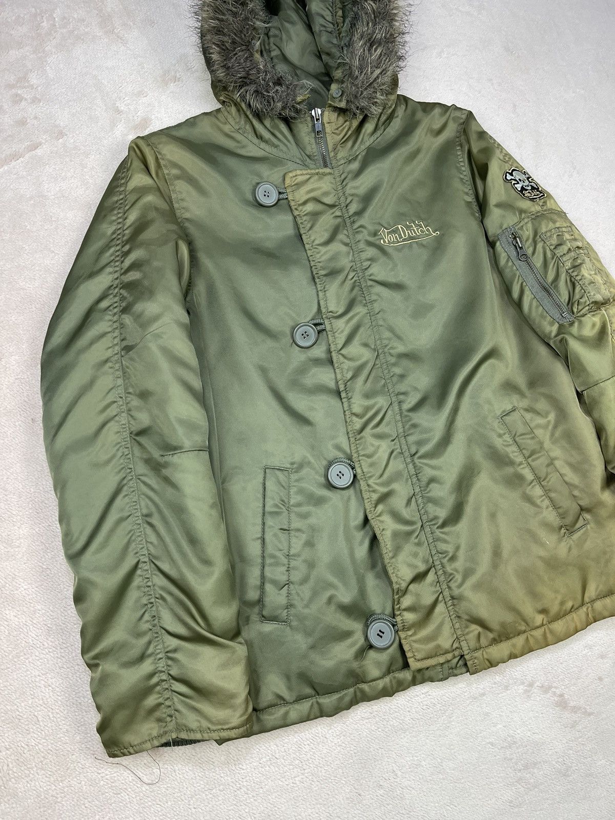 Von Dutch Vintage VON DUTCH Skull Logo Flight Bomber Jacket Size L / US 10 / IT 46 - 3 Thumbnail