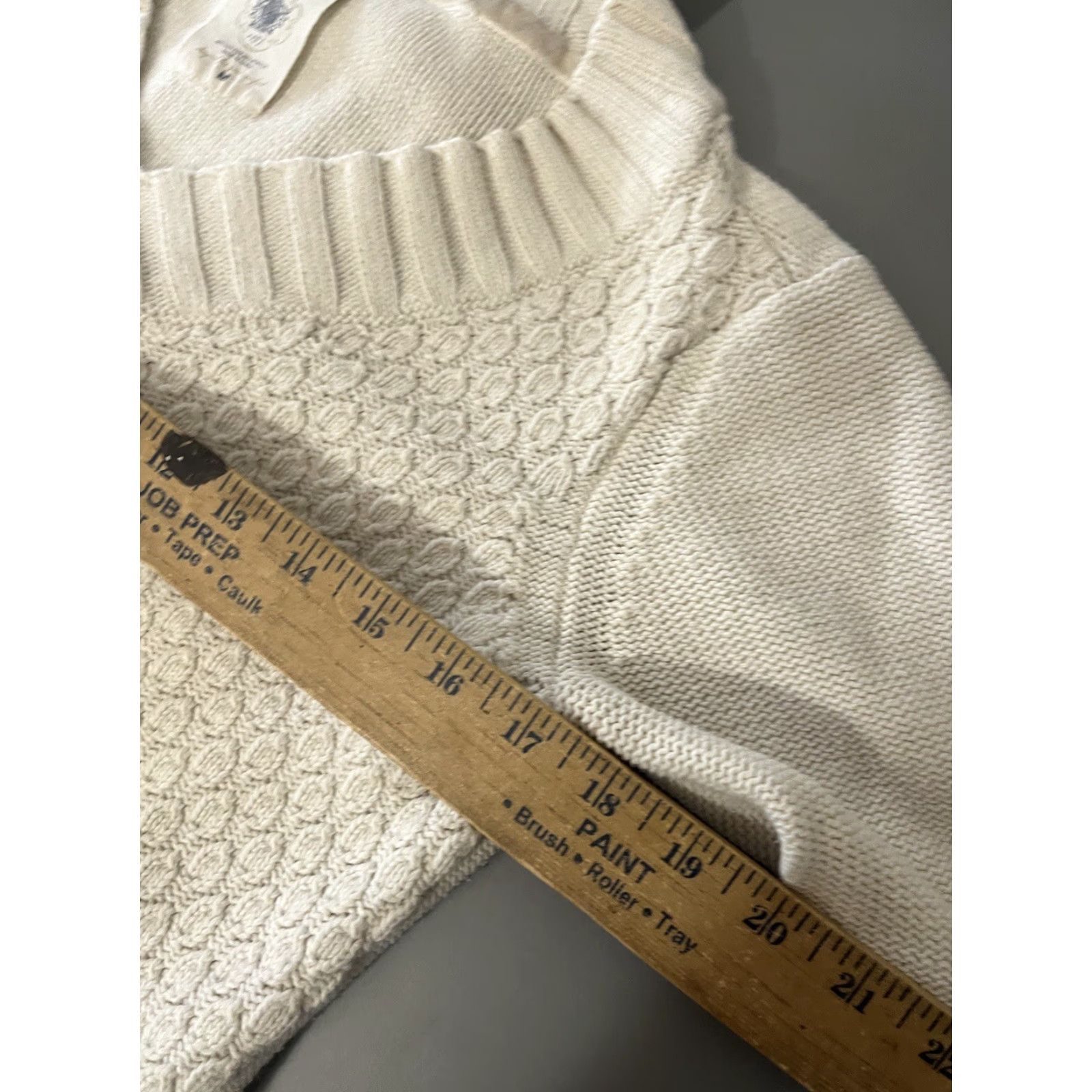 Izod VINTAGE Izod Womens Ivory Balloon Sleeve V Neck Tight Knit Pullover Sweater Size M Size M / US 6-8 / IT 42-44 - 5 Thumbnail