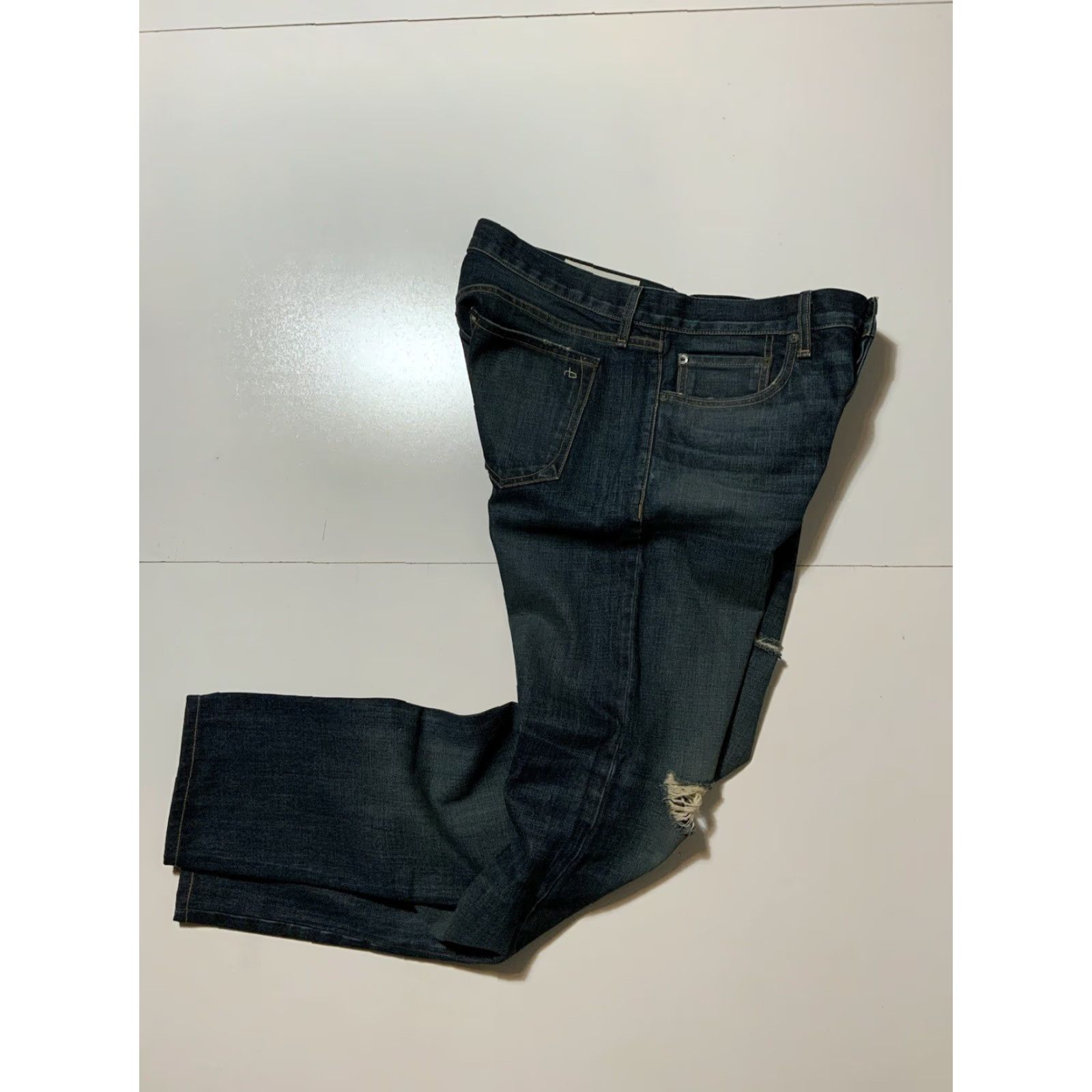 Rag & Bone rag & bone New York Jeans Slim Fit 32 Blue Men Denim Zeitgeist Distressed 2 Slim Leg 32 Inseam Size US 32 / EU 48 - 4 Thumbnail