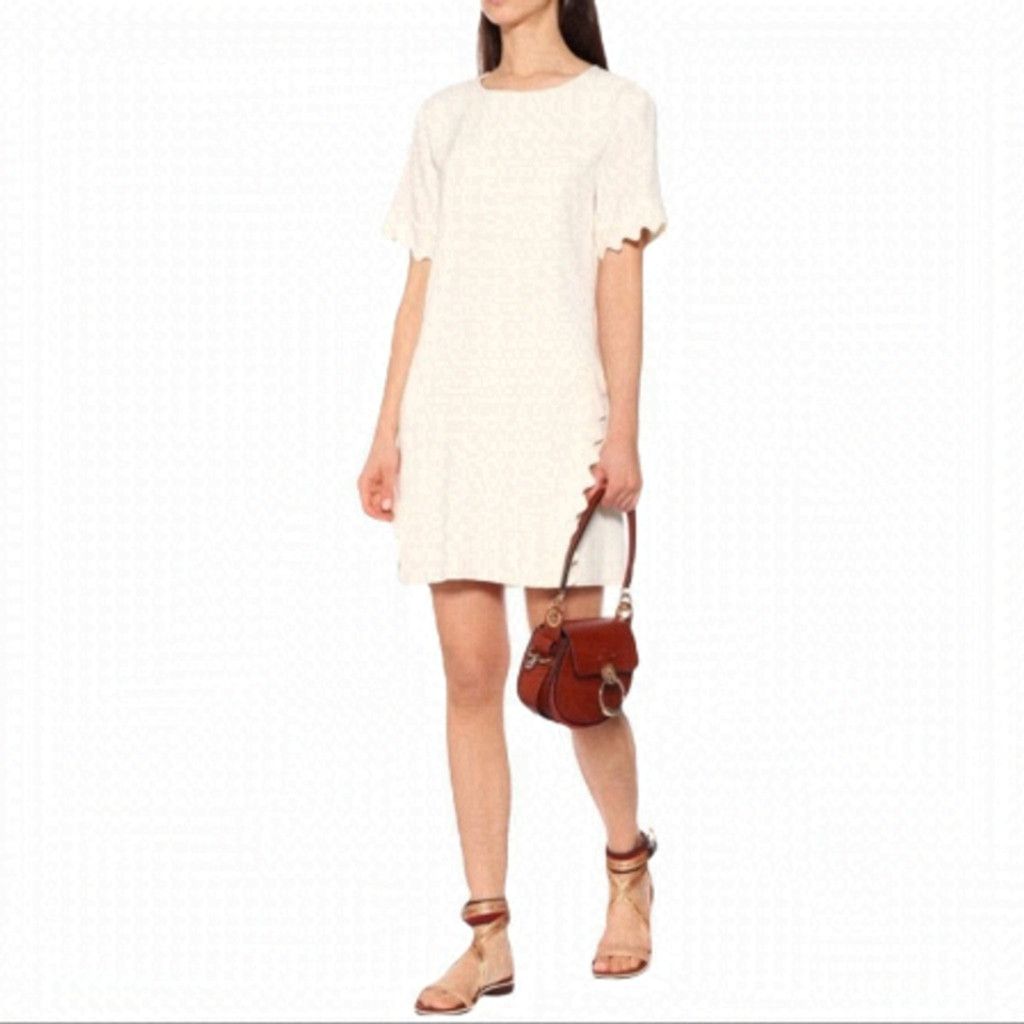 Chloe NEW Chloe Butter Cream Crepe Scalloped Dress EU 36/ US 6 Size M / US 6-8 / IT 42-44 - 2 Thumbnail