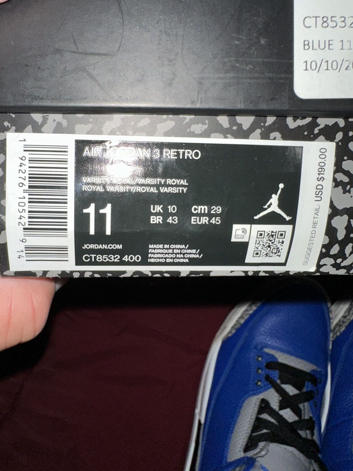 Jordan Brand Jordan 3 varsity royal Size US 11 / EU 44 - 7 Thumbnail