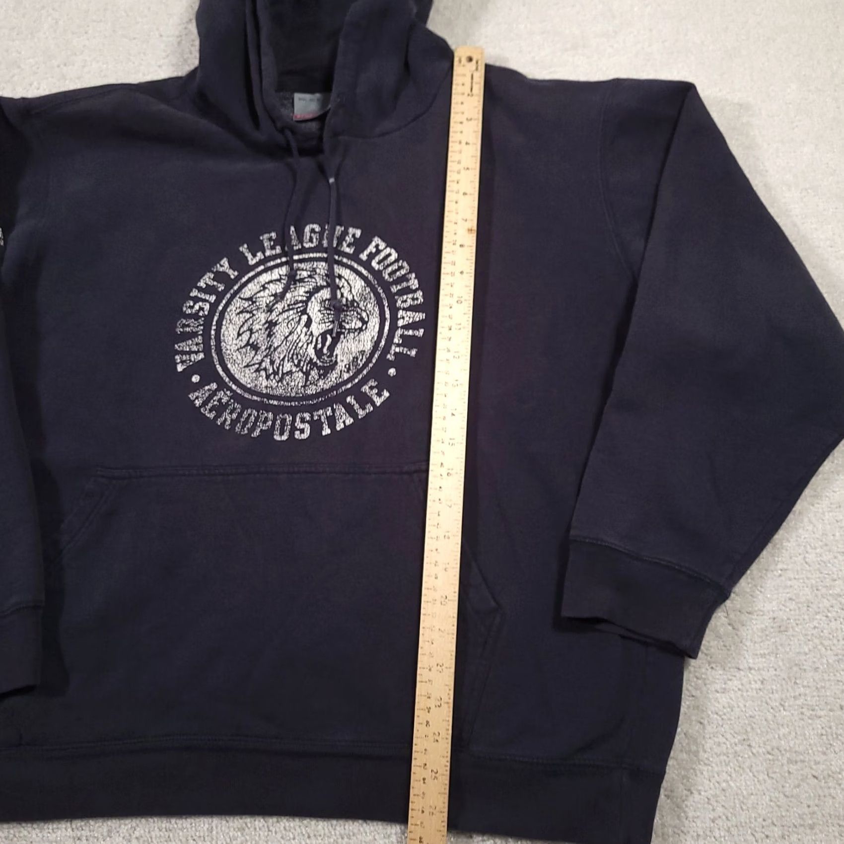 Aeropostale VINTAGE Aeropostale Hoodie Mens XL Navy Blue Sweatshirt Pullover Pockets Logo Cotton Blend Long Sleeve Drawstring Modern Y2K Style Gear Boys? Size US XL / EU 56 / 4 - 5 Thumbnail