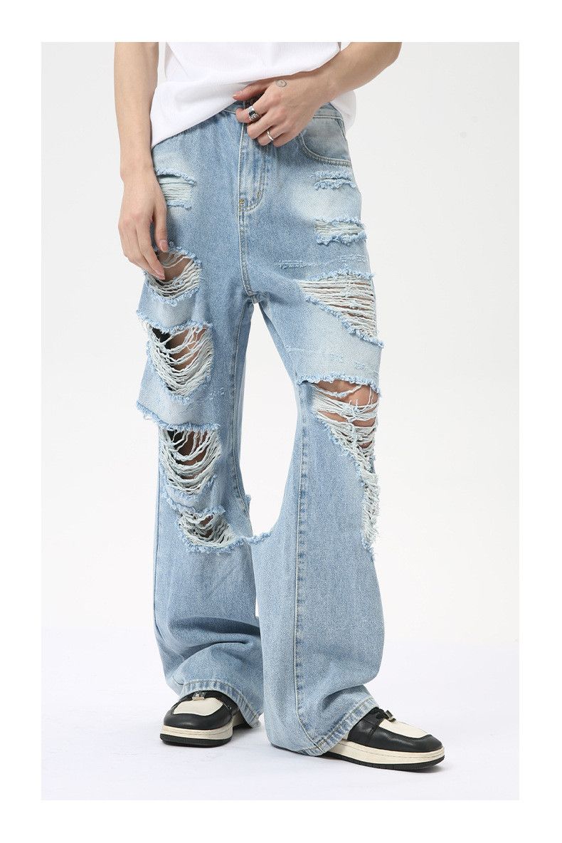 Vintage Men's heavy-duty distressed casual loose ripped jeans Size US 32 / EU 48 - 2 Thumbnail