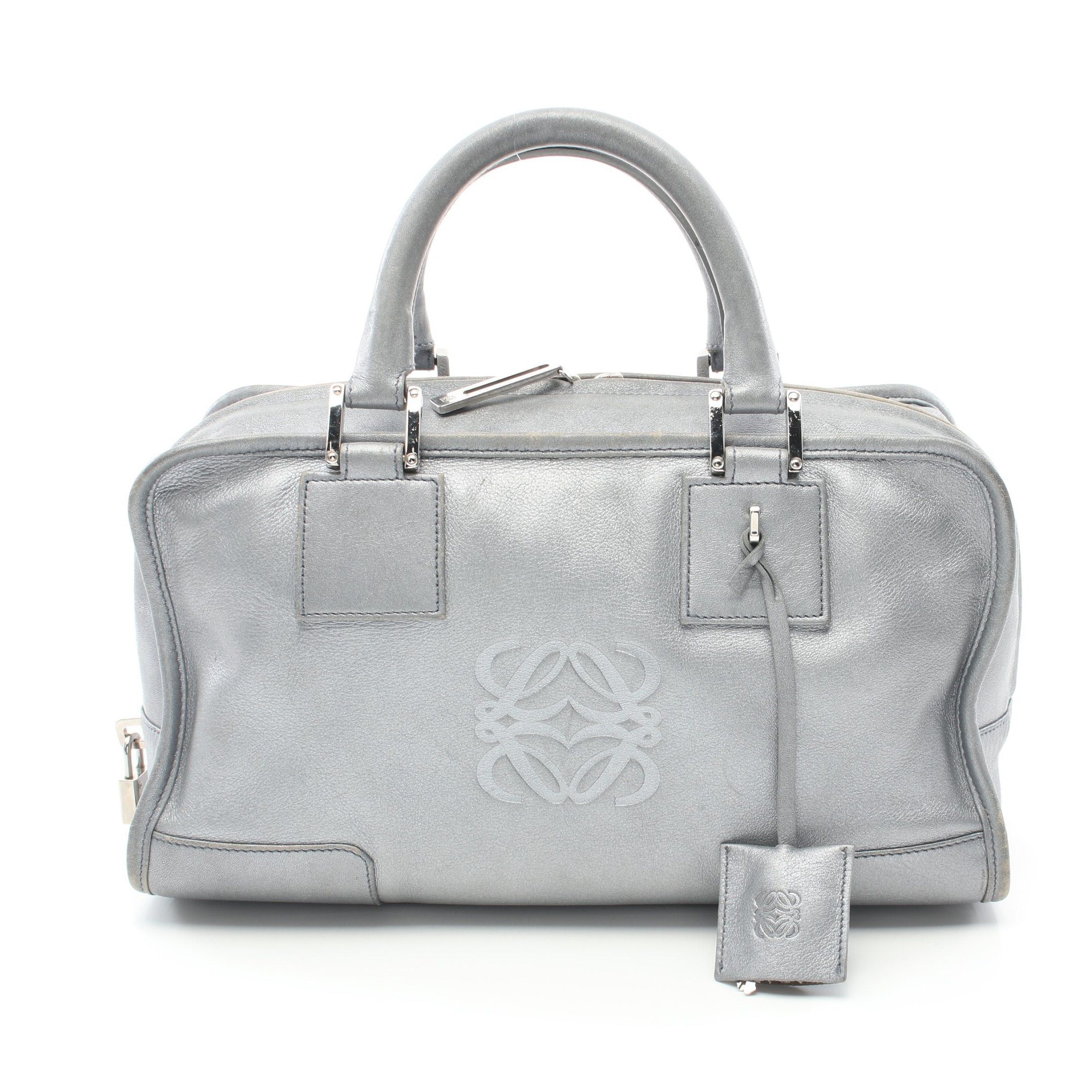image of Loewe Amazona28 Handbag Leather Silver, Women's