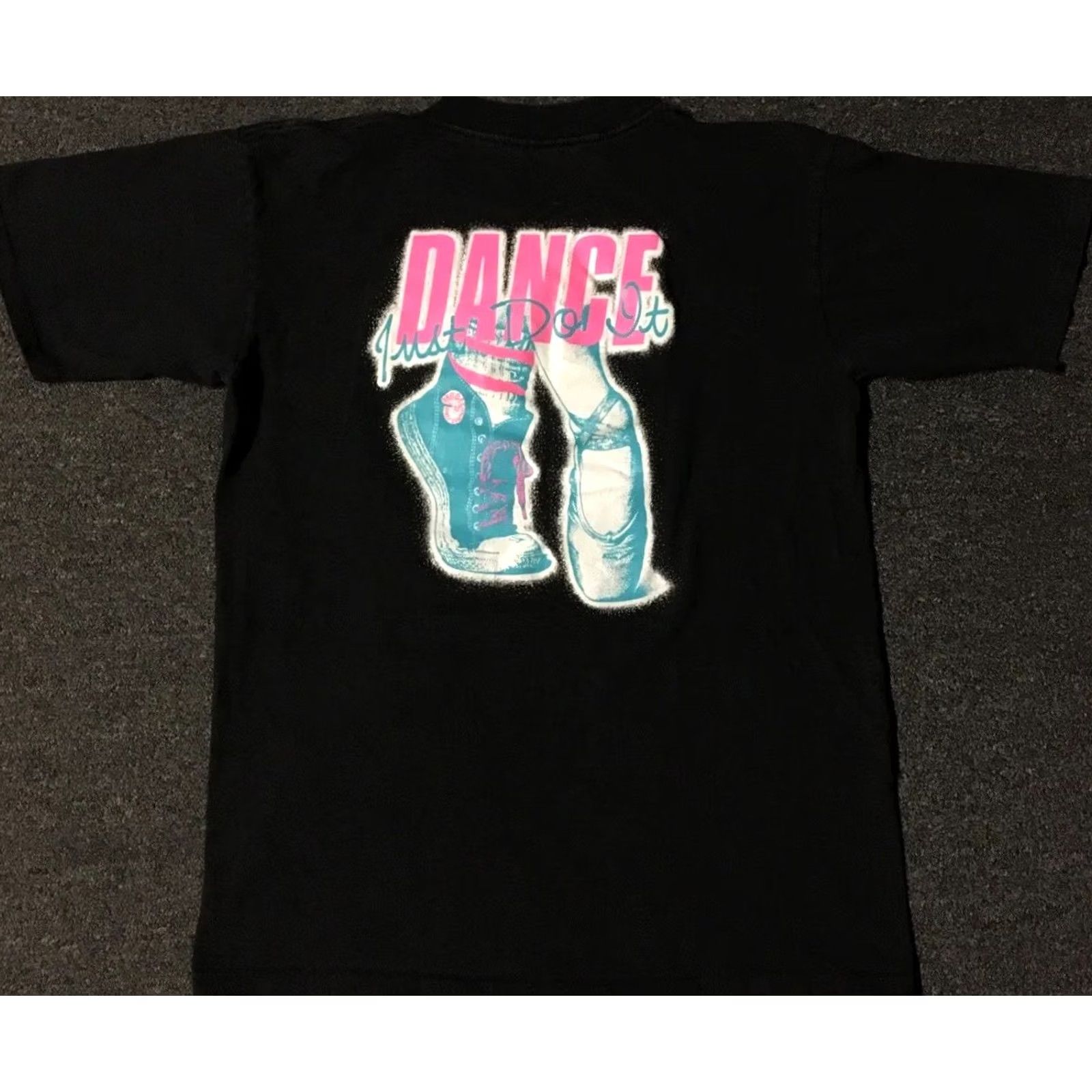 Just Don VINTAGE Rhodes Dance Just Do It Faded Shirt M Black Logo Single Stitch T-Shirt Men Short Sleeve Crew Neck 90s Grunge Retro USA Size US M / EU 48-50 / 2 - 2 Thumbnail