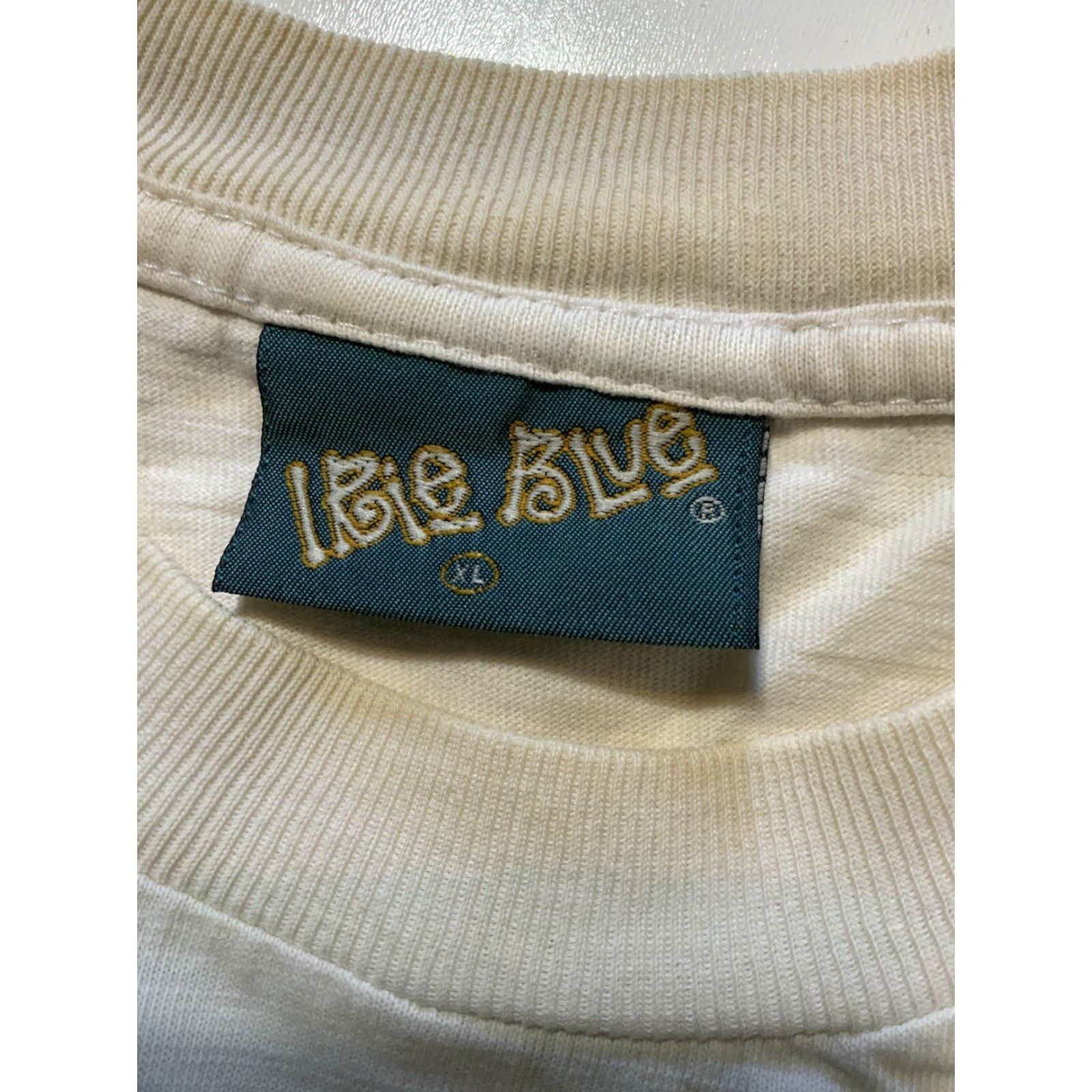 Vintage VINTAGE Irie Blue Barbados One Love Peace Rasta Single Stitch T-Shirt XL White 90s Mens? Womens? (Oops) Size US XL / EU 56 / 4 - 7 Thumbnail