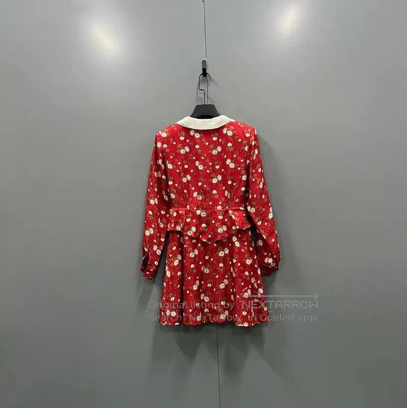 Miu Miu Miu Miu Summer Red Cotton Long Sleeve Dress . Size XXS / US 00 / IT 34 - 3 Thumbnail