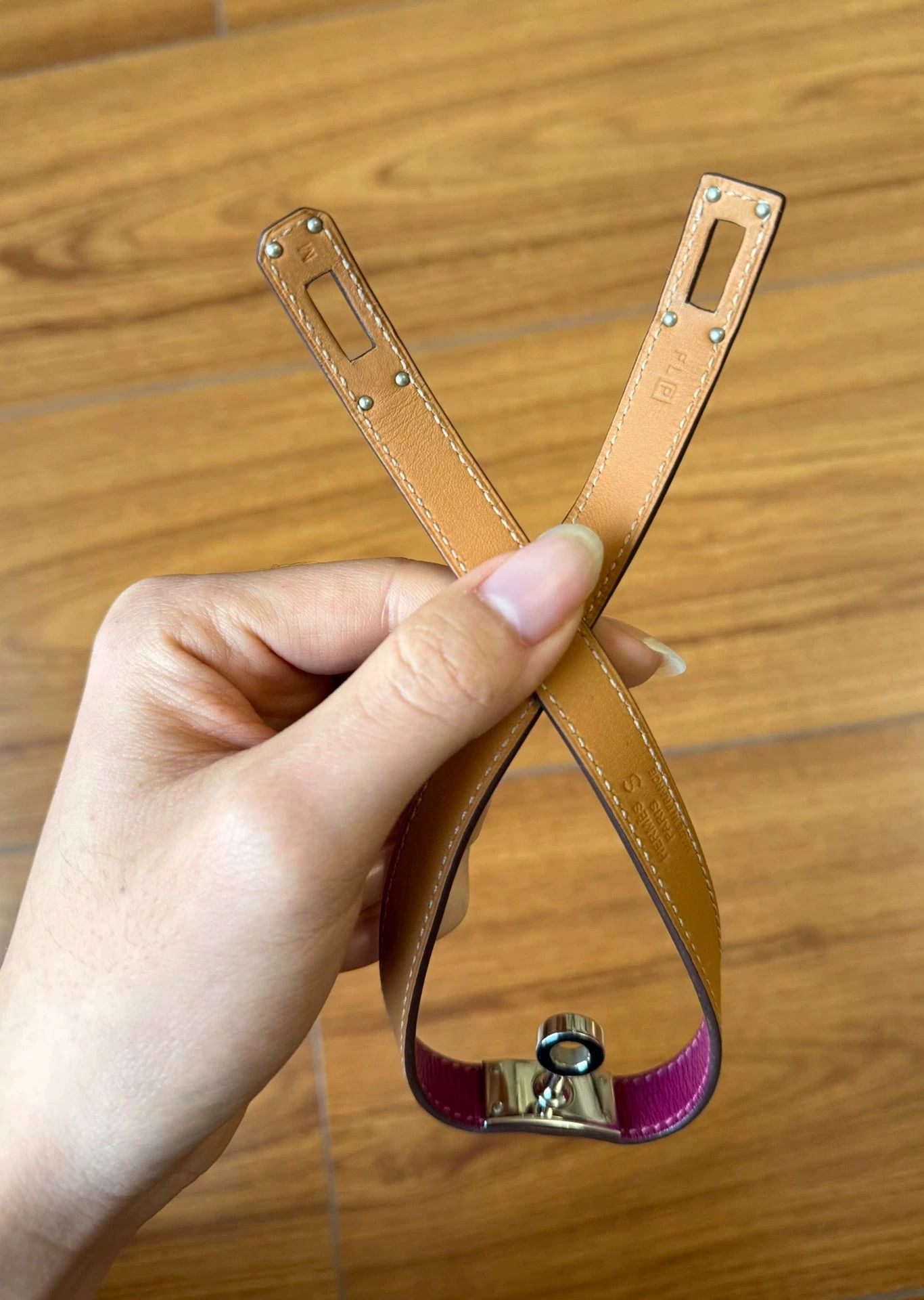 Hermes Hermes Kelly Purple Leather Bracelet S/M Size ONE SIZE - 3 Thumbnail