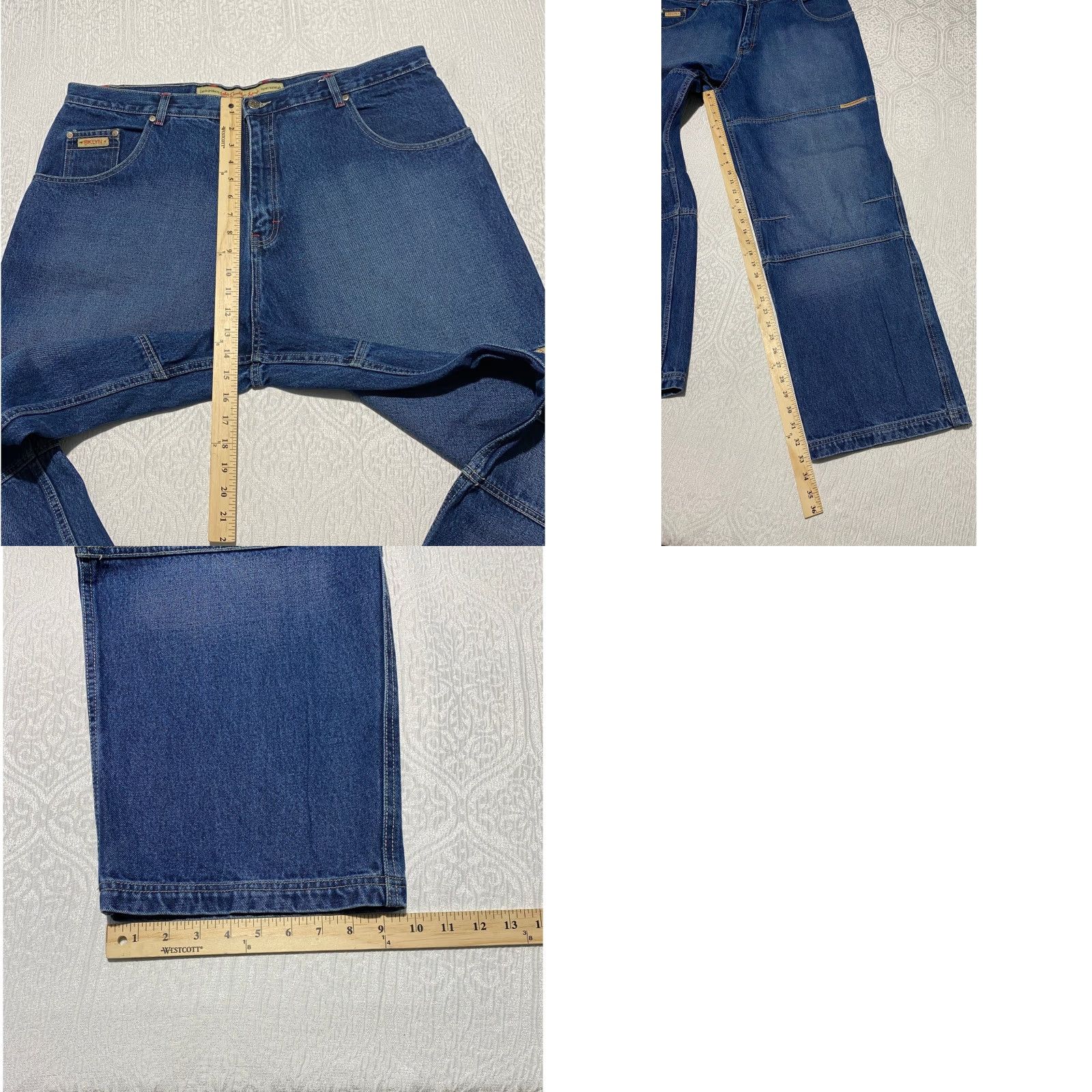Express VINTAGE Brooklyn Xpress Jeans Men 40x34 Blue Wide Leg Carpenter Denim Y2K Size US 40 / EU 56 - 8 Thumbnail