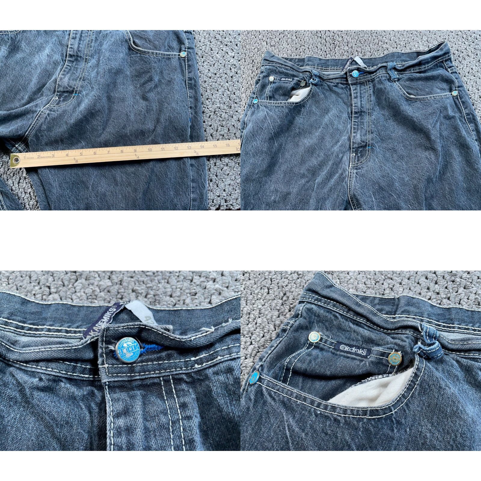 Akademiks VINTAGE Akademiks Jeans Men's 38 x 30 Blue Denim High Rise Relaxed Straight 90s Hip Hop Baggy Loose Fit 5-Pocket Zip Fly Size US 39 - 8 Thumbnail