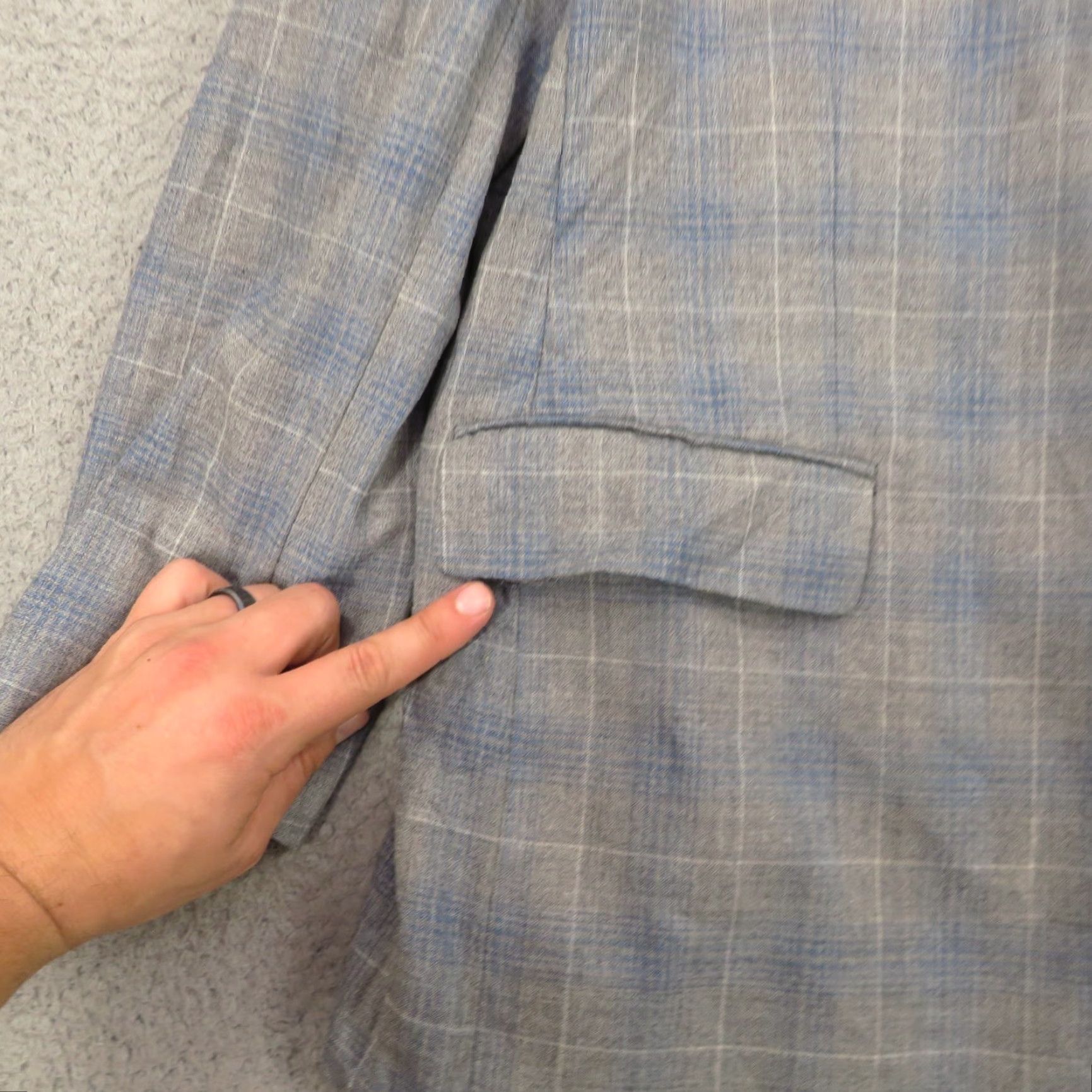 Lubiam Lubiam Sport Coat Blazer 46R Men Wool Gray Notch Lapel Single-Breasted Two-Button Double-Vented Plaid Vintage No Size 46R - 5 Thumbnail