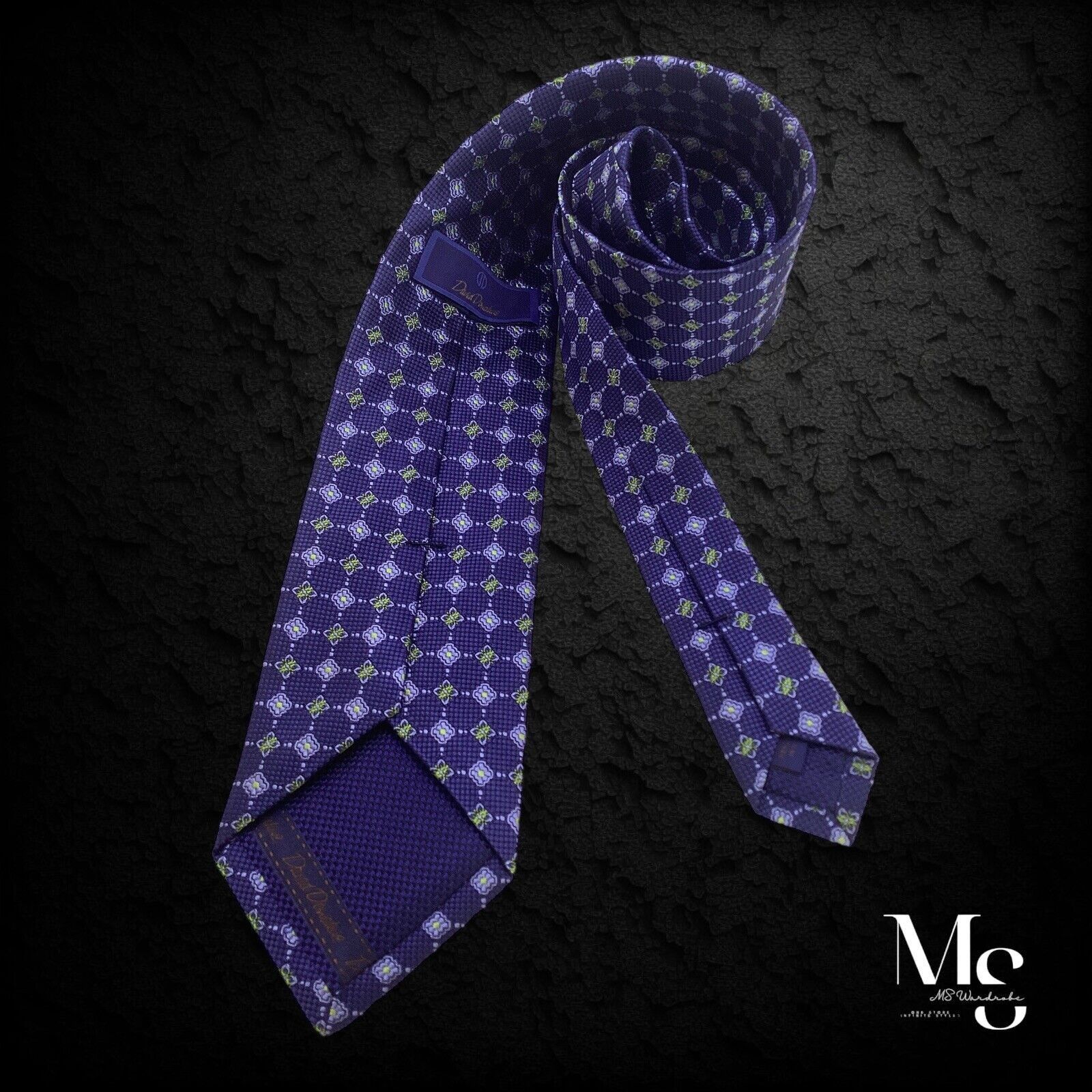 David Donahue DAVID DONAHUE Blue Floral Luxury Silk Tie Hand Made In USA Size ONE SIZE - 1 Thumbnail