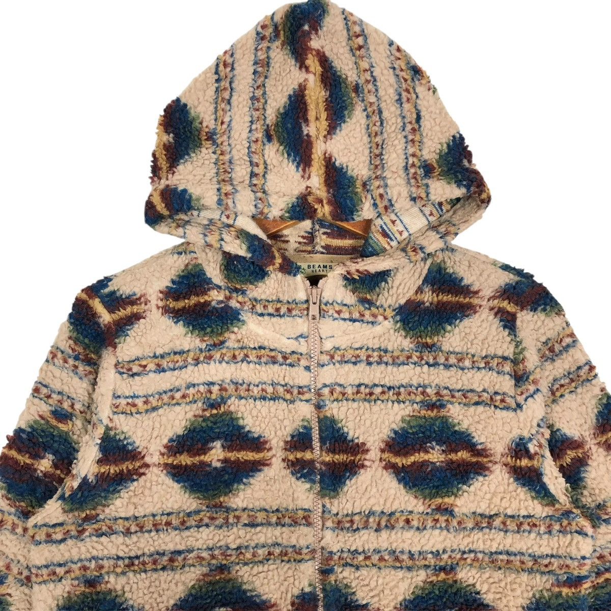Vintage Beams Heart Fleece Jacket: Japanese Hoodie, Full Zip