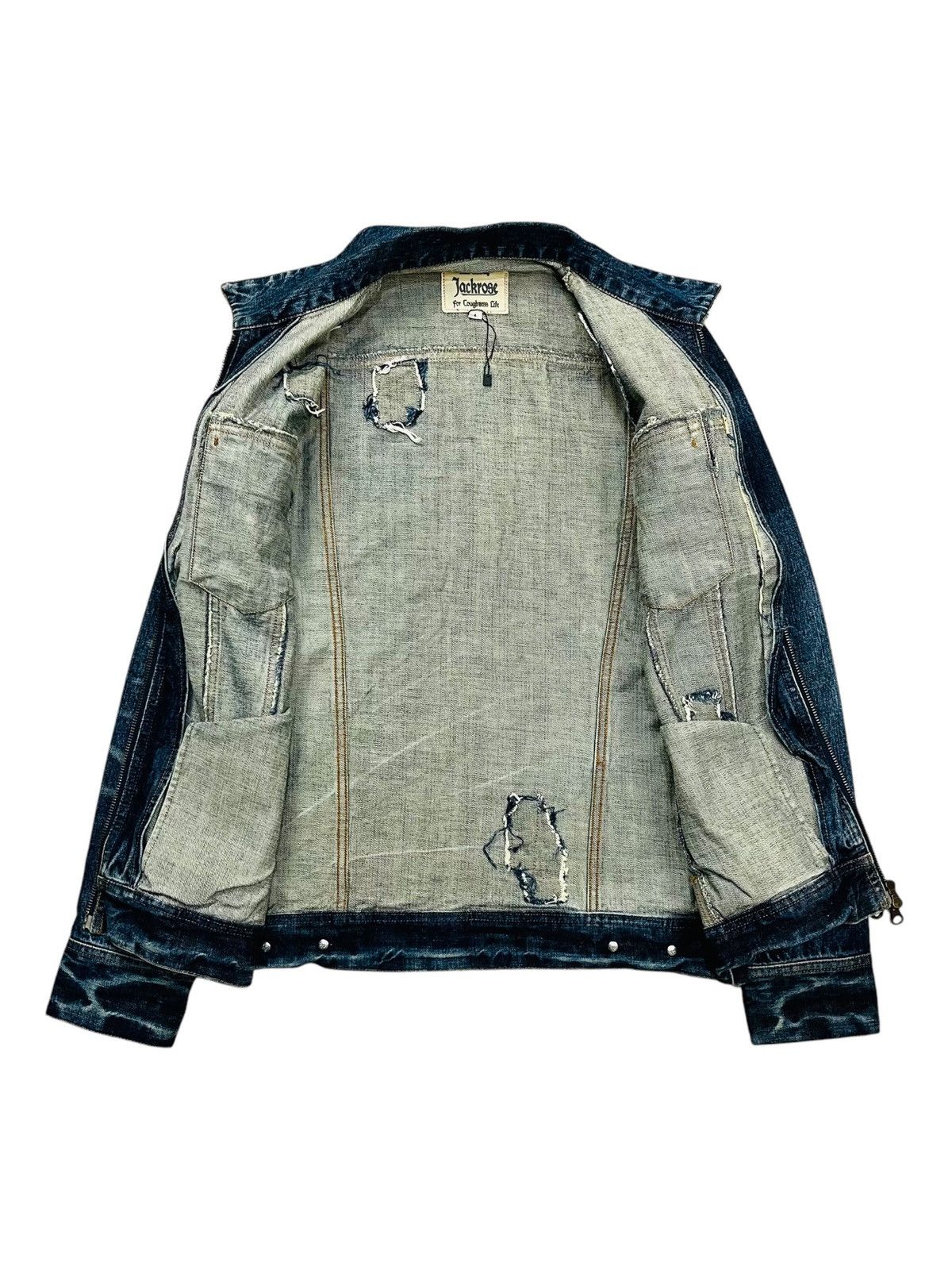 If Six Was Nine 2000s Jackrose - Crash Denim Cross Patch Jacket Size US M / EU 48-50 / 2 - 2 Thumbnail