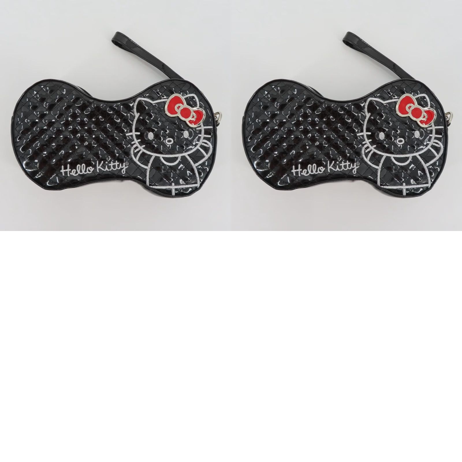 Vintage VINTAGE Loungefly Sanrio Hello Kitty Clutch Bag Quilted Bow Shape Handbag Purse 2011 Collection Womens Black Size ONE SIZE - 9 Thumbnail