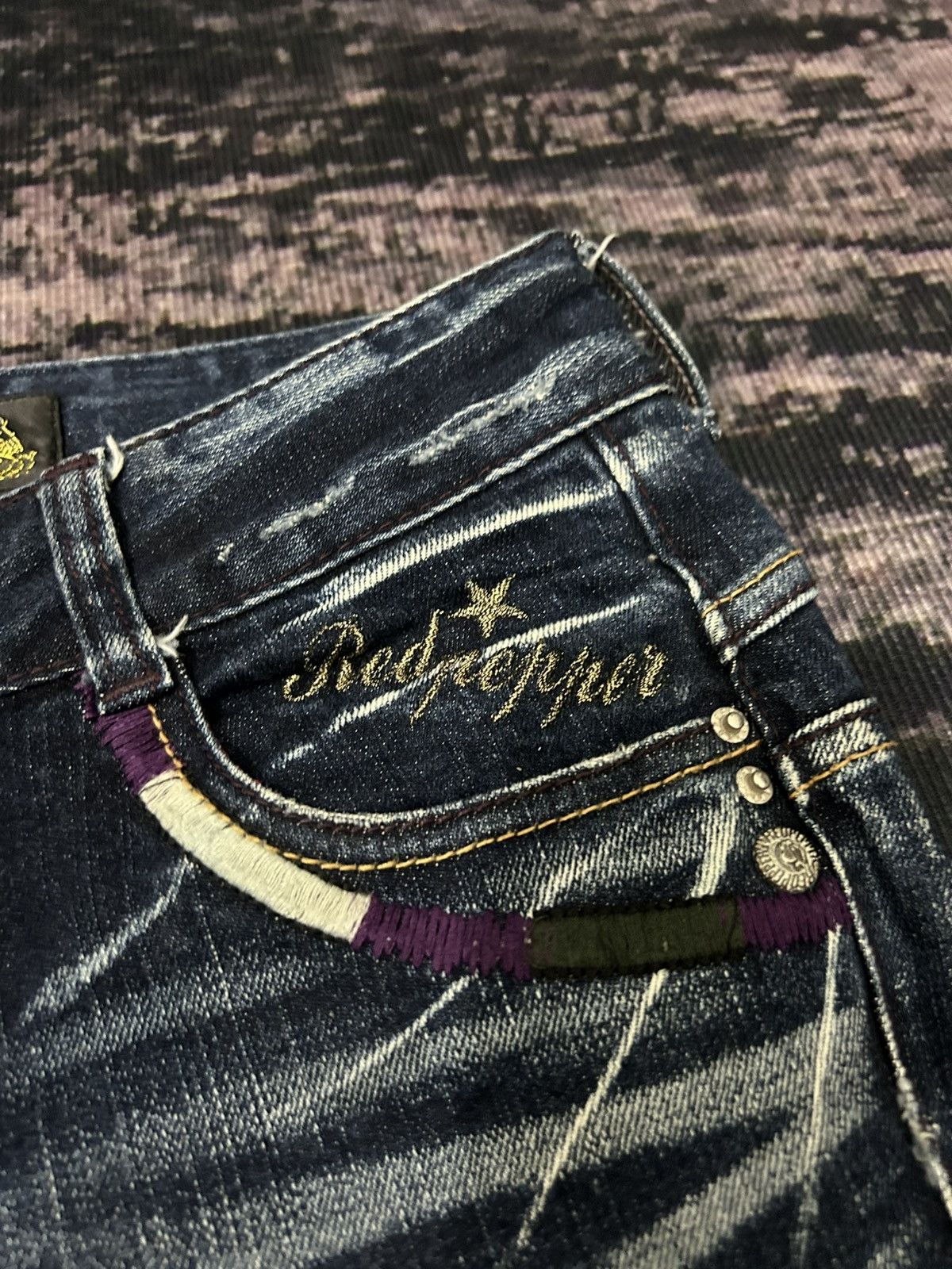 Tornado Mart Redpepper Japan Snake Pocket Washed Flare Jeans Size US 27 - 8 Thumbnail