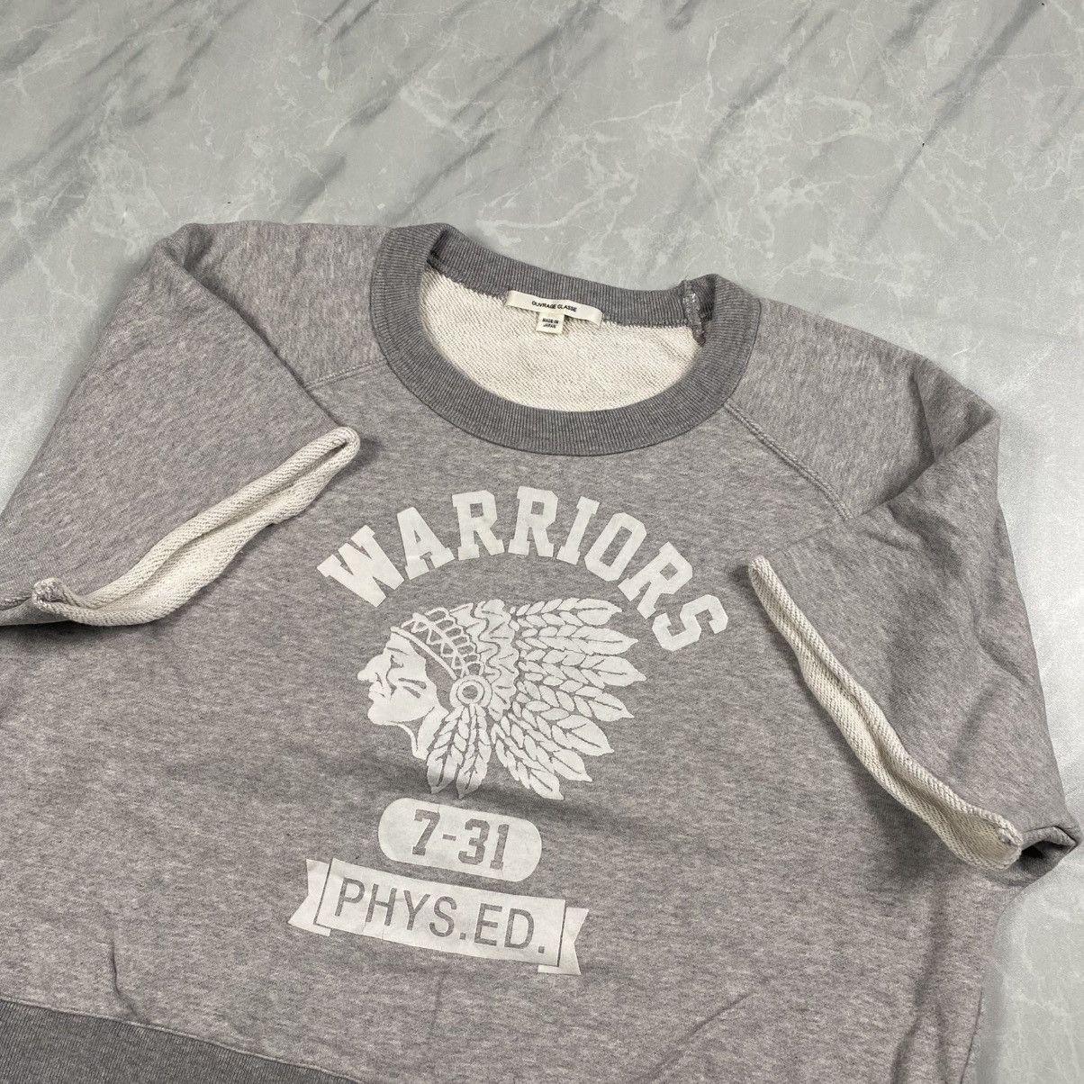Japanese Brand Ouvrage Classe Japan Red Indian Warrior Crop Sweatshirt Size L / US 10 / IT 46 - 3 Thumbnail